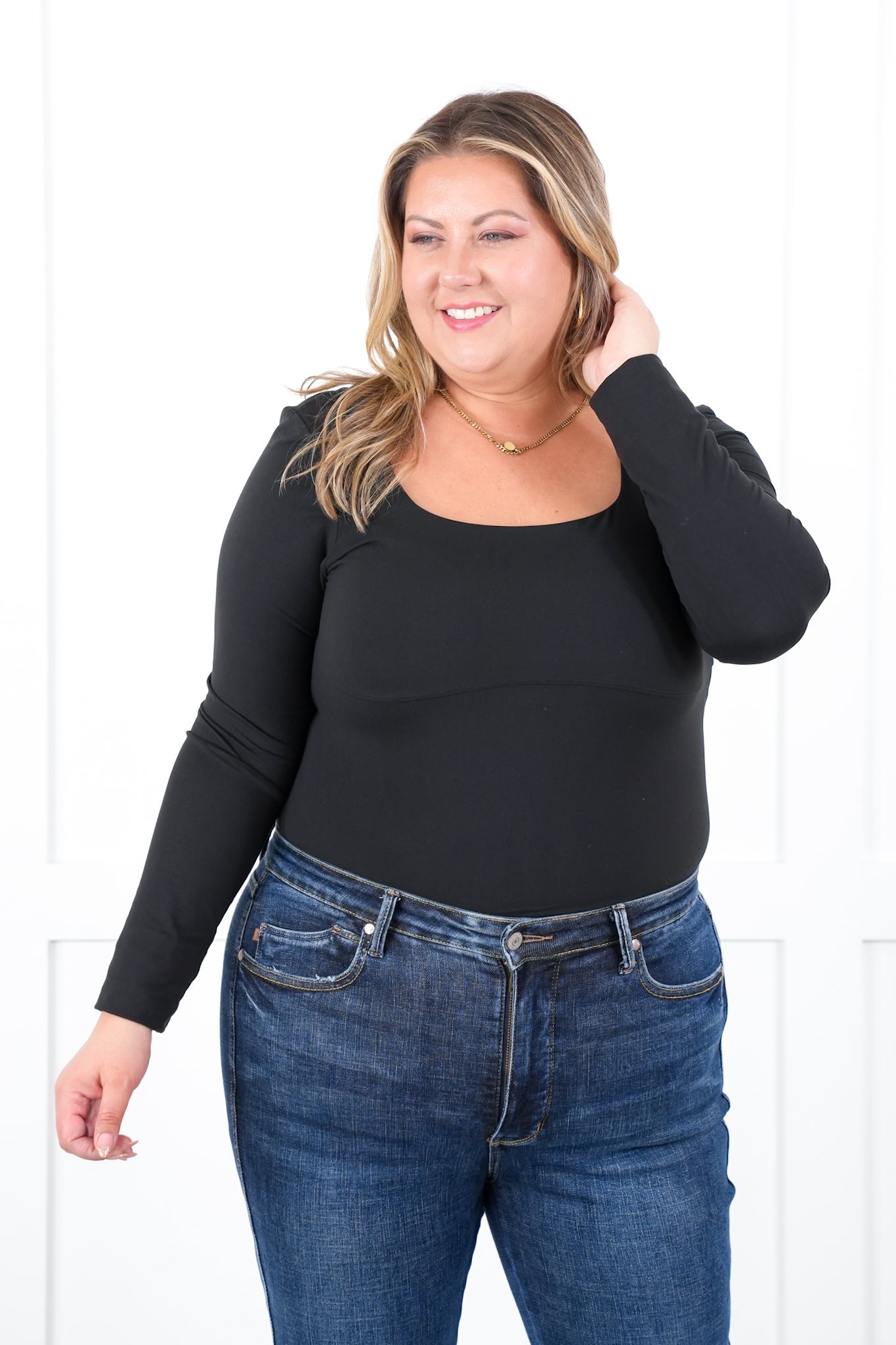 Solid Long Sleeve Square Neck Bodysuit (Multiple Colors)