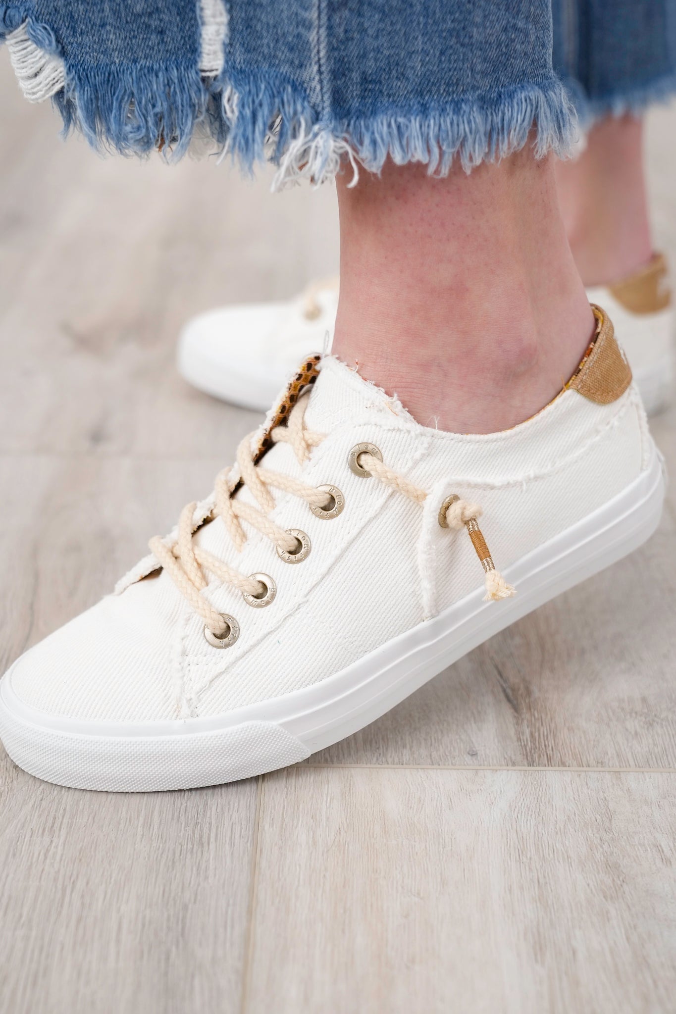 Blowfish Textured Sneaker with Patterned Inner Lining and Braided Laces