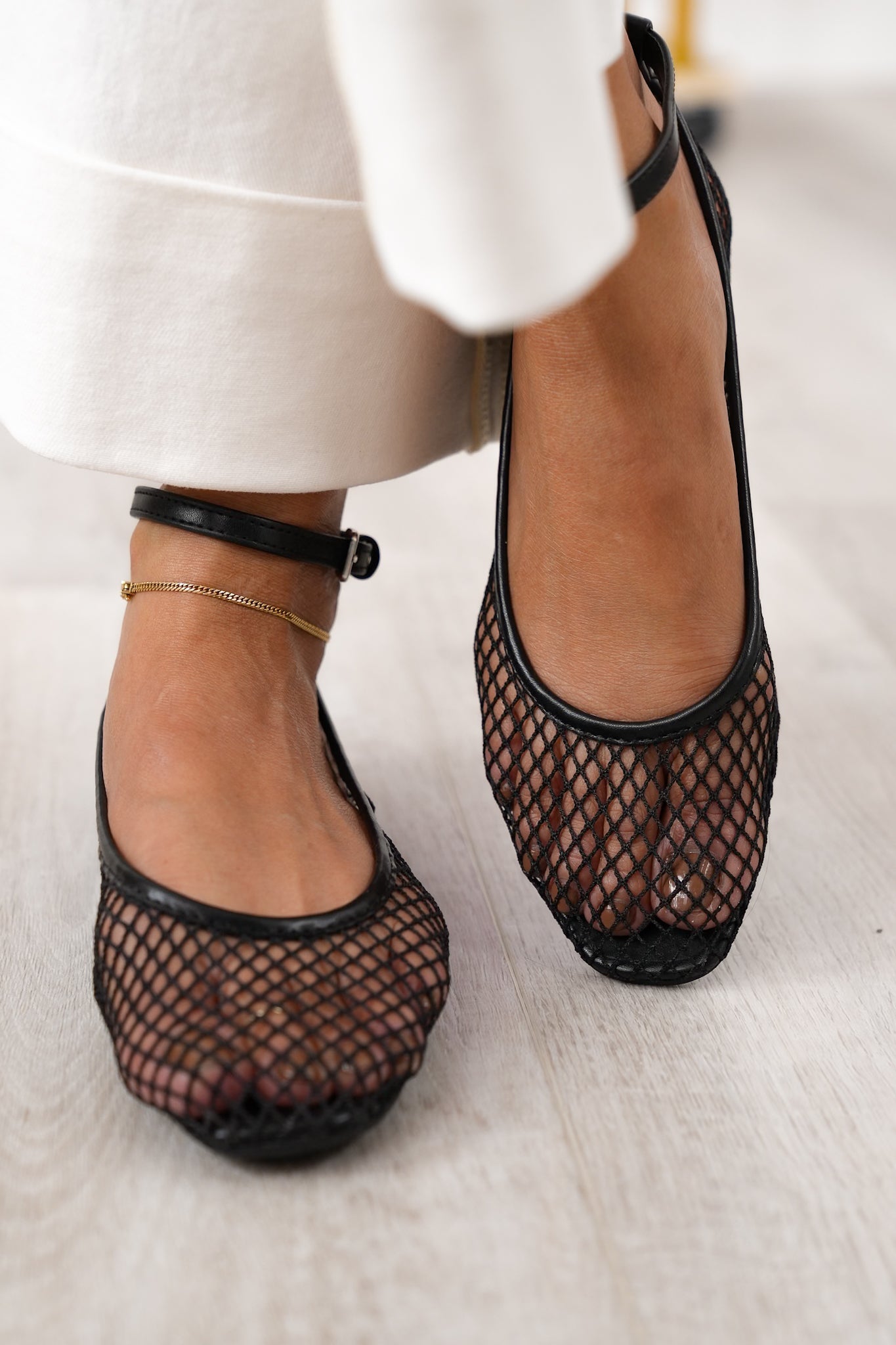 MIA Chic Mesh Flats with Ankle Strap