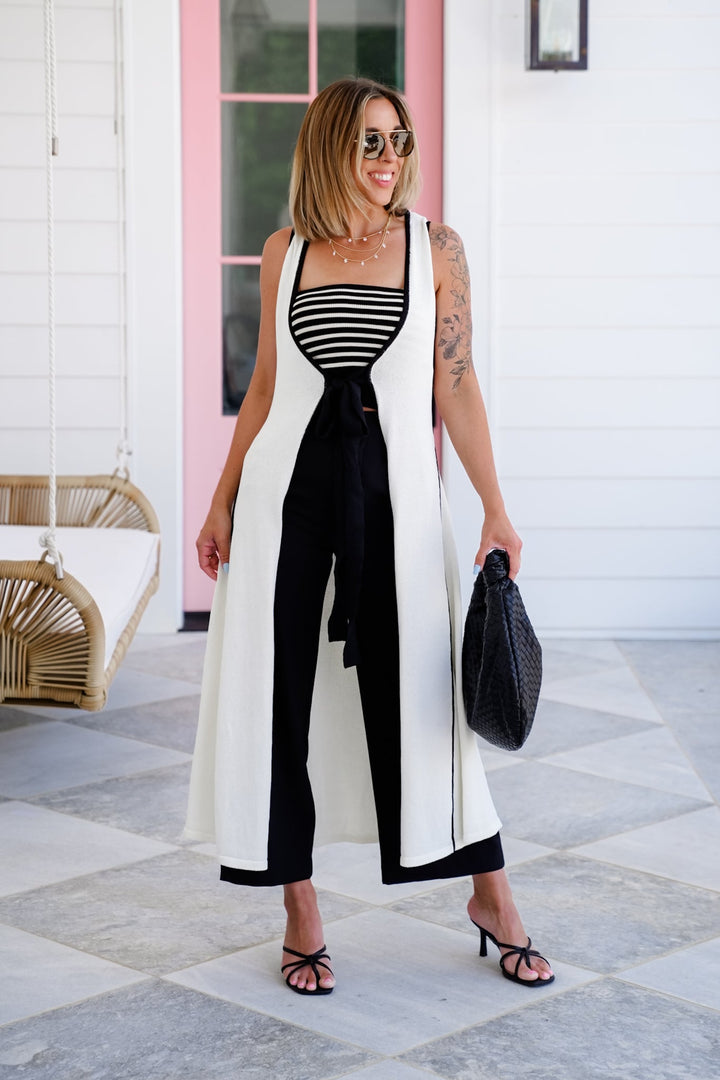 Plus/Reg Sleeveless Deep V Neck Front Tie Maxi Vest