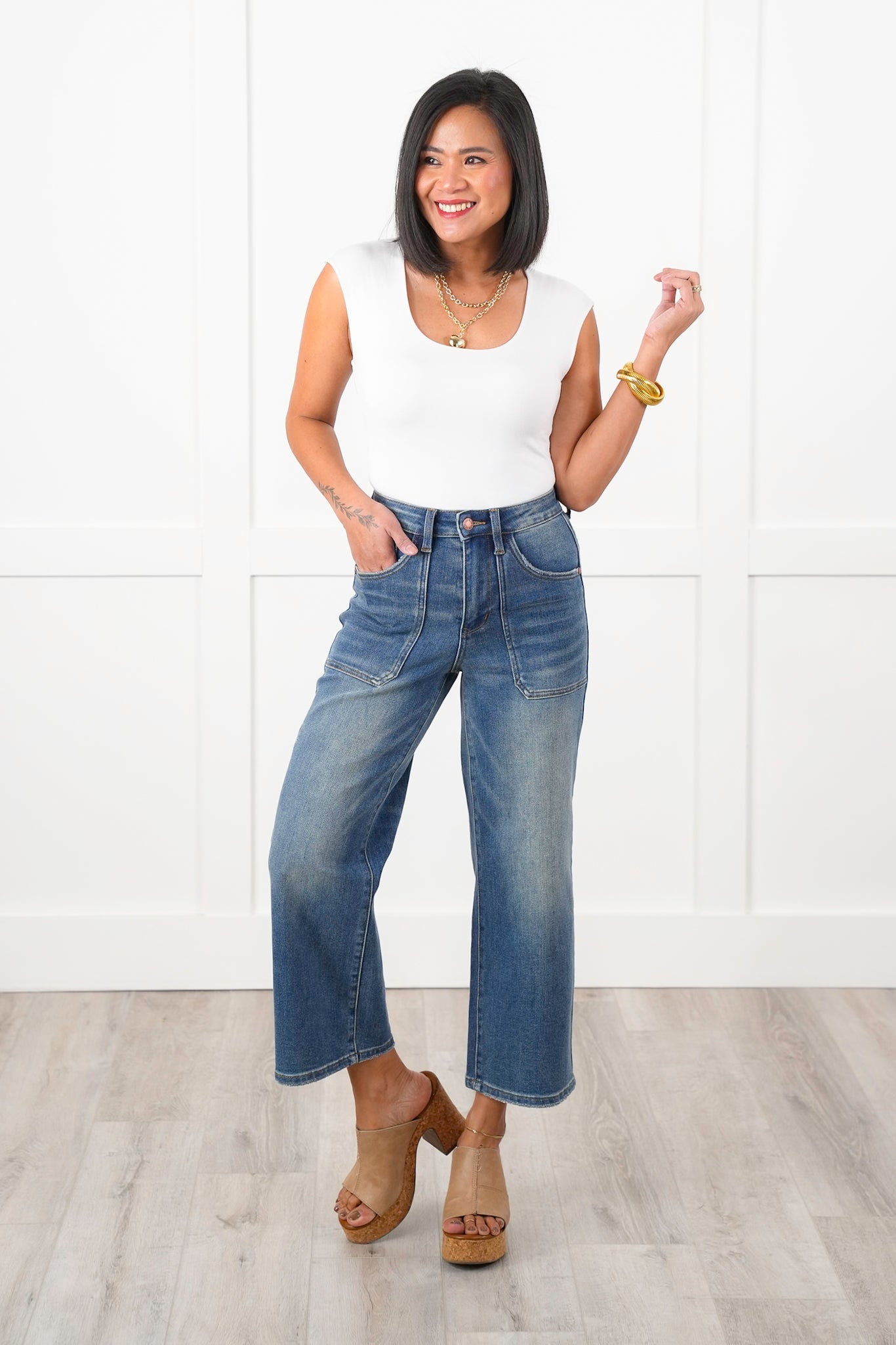 Judy Blue The Perfect Fit High Rise Wide Leg Crop Jeans