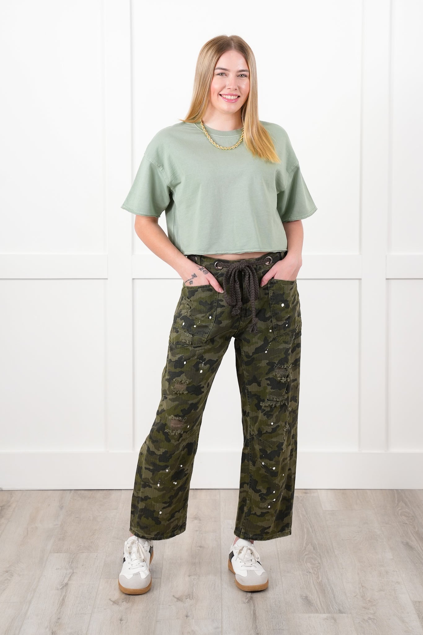 Short Sleeve Crew Neck Boxy Cropped Top