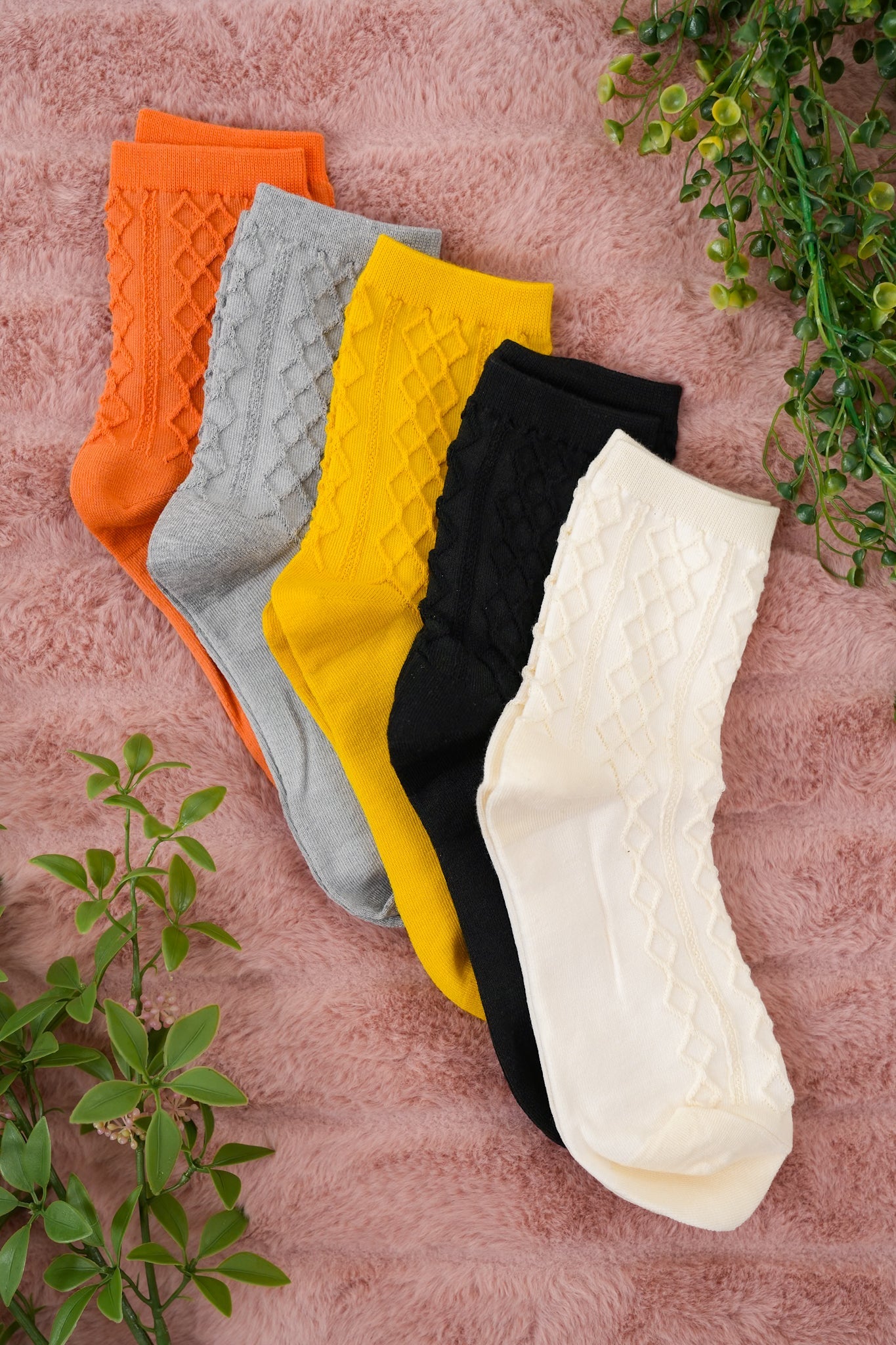 Solid Color Argyle Crew Socks