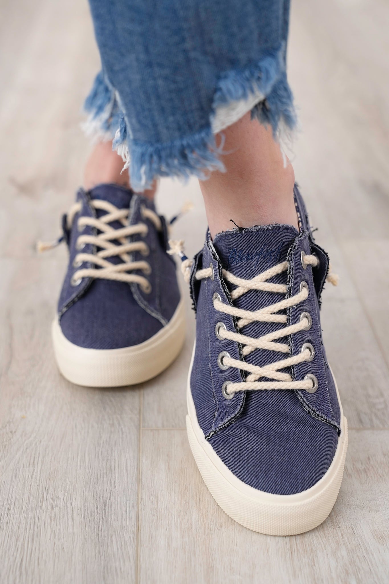 Blowfish Textured Sneaker with Patterned Inner Lining and Braided Laces
