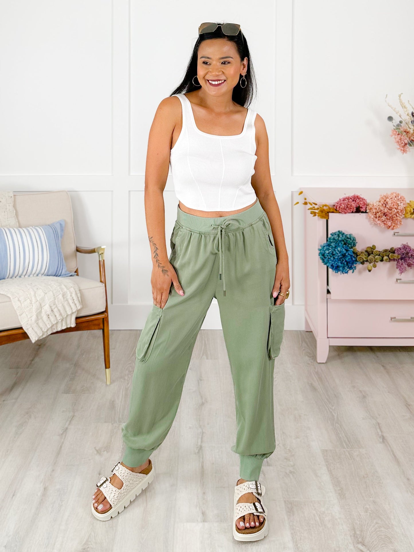 Plus/Reg Risen High Waist Cargo Joggers (Multiple Colors)