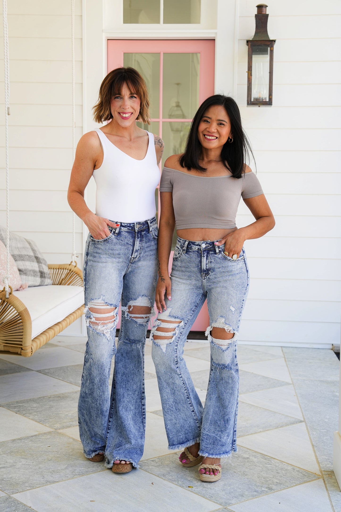 Risen Meant to Be Multiple Inseam High Rise Acid Wash Distressed Flare Jeans