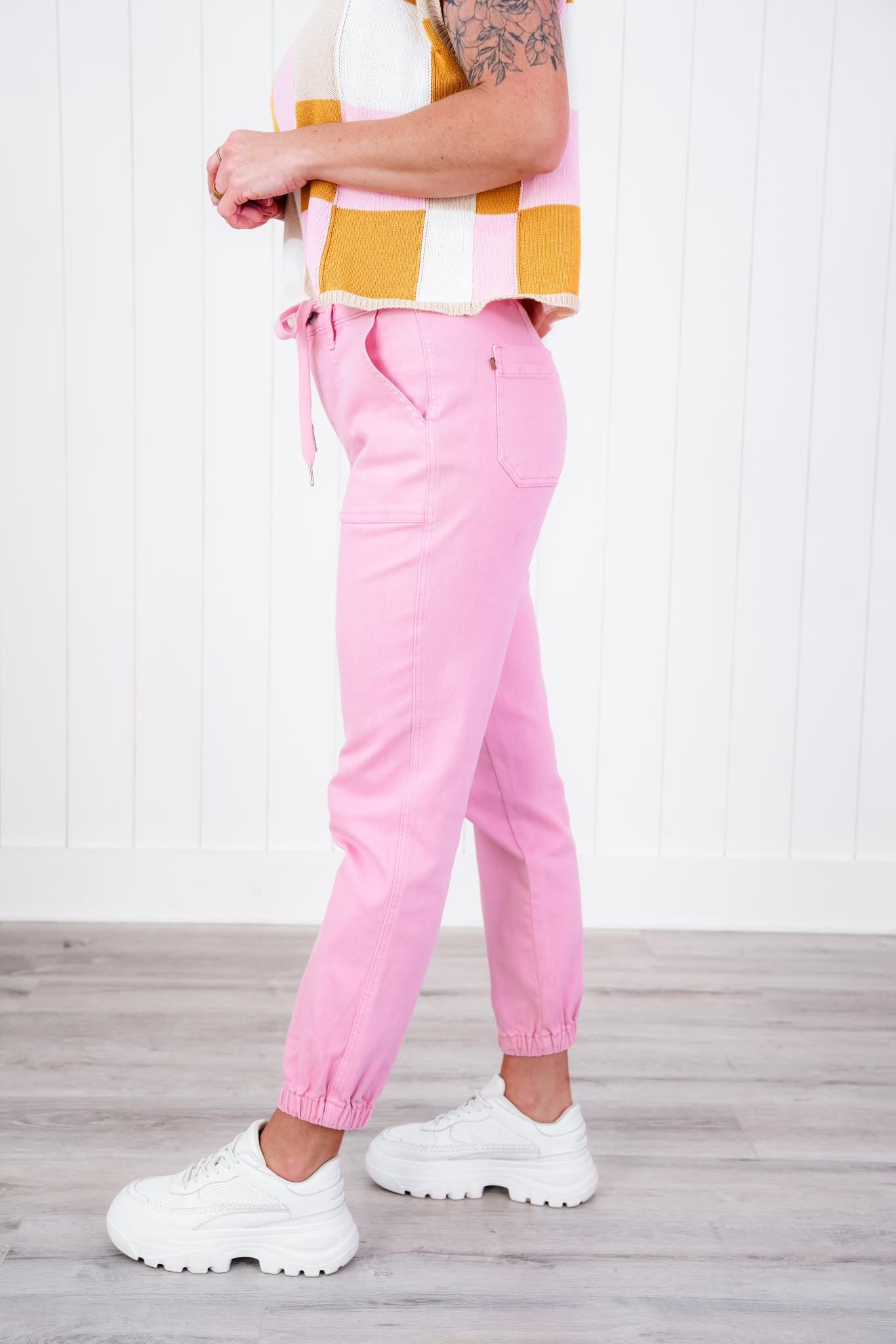 Judy Blue Airplane Mode High Rise Light Pink Jogger