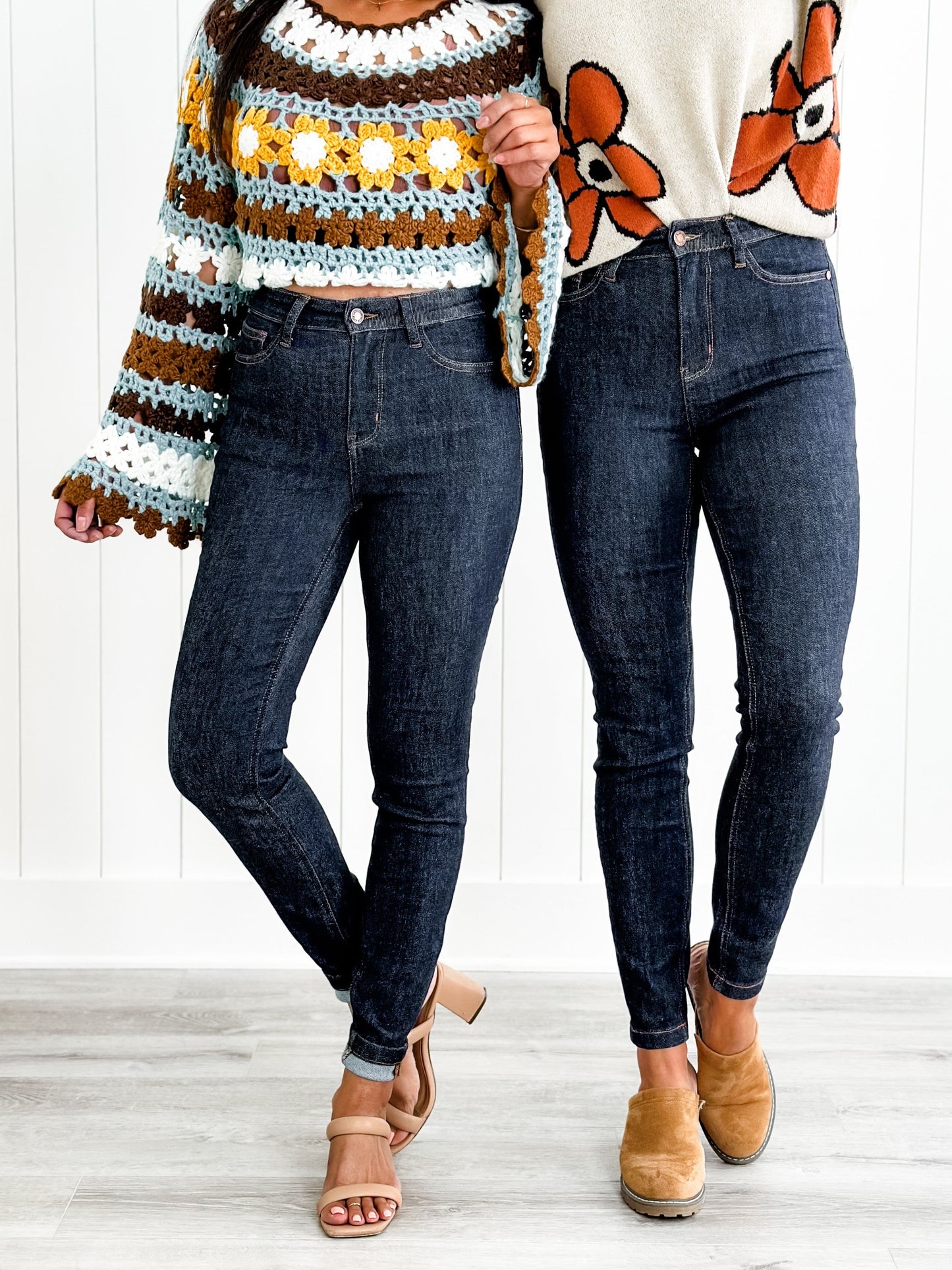 Judy Blue Dark and Twisted High Rise Dark Wash Classic Back Pocket Embroidery Skinny Jeans