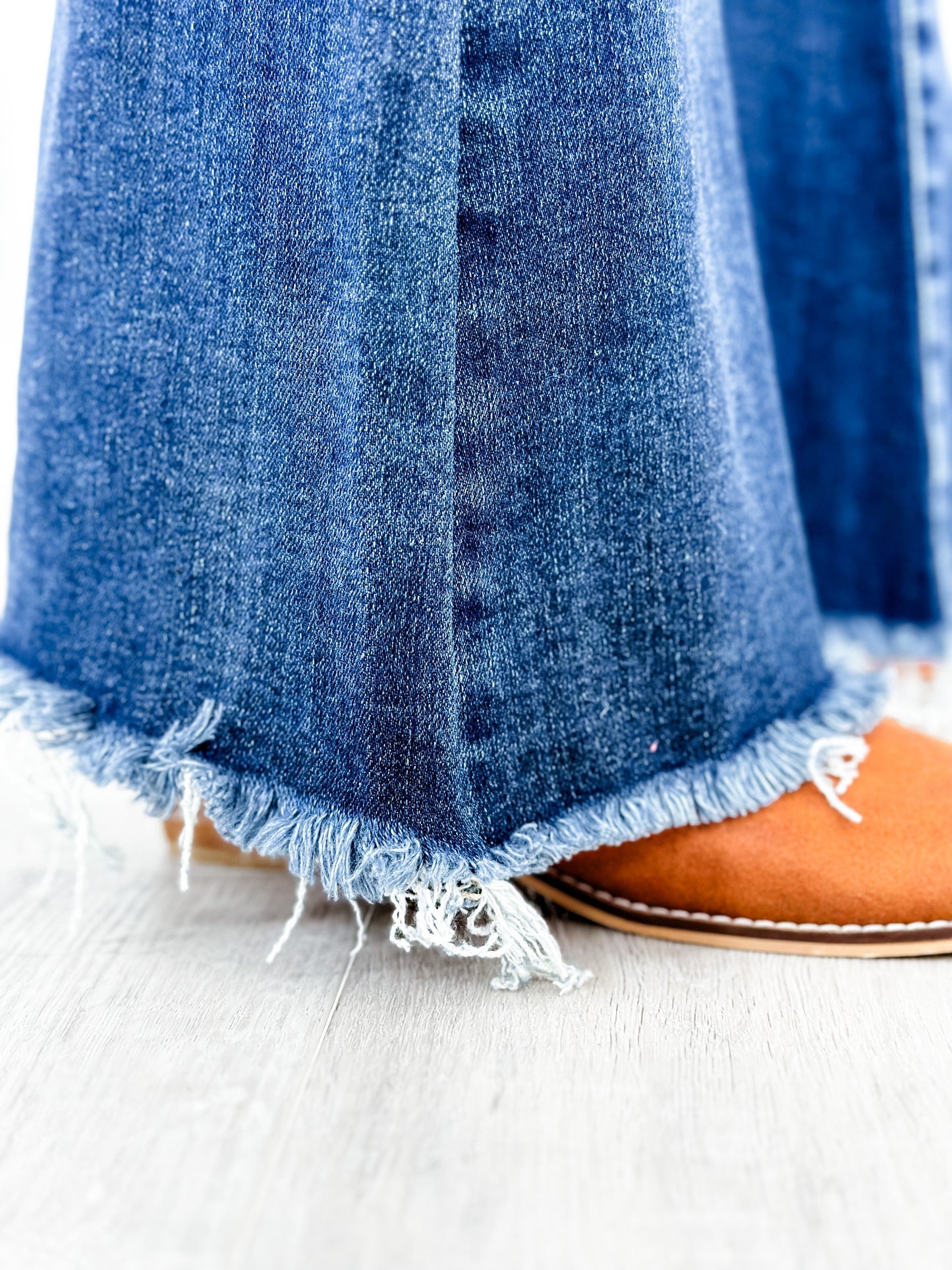 Risen Hot n Cold Vintage Dark Wash Frayed Hem Flare Jeans