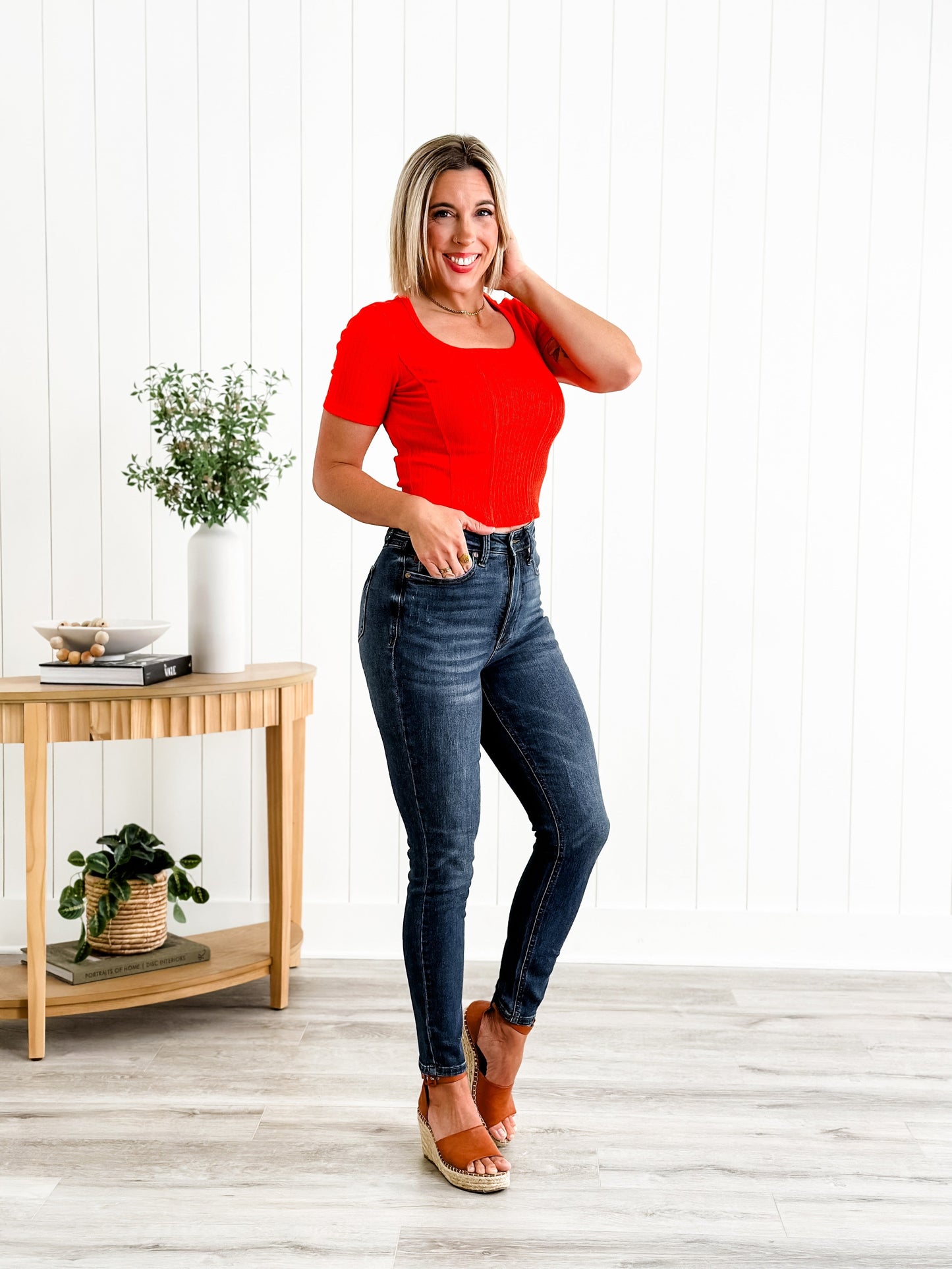 Judy Blue Skinny Minnie Dark Wash High Rise Tummy Control Top Skinny Jeans
