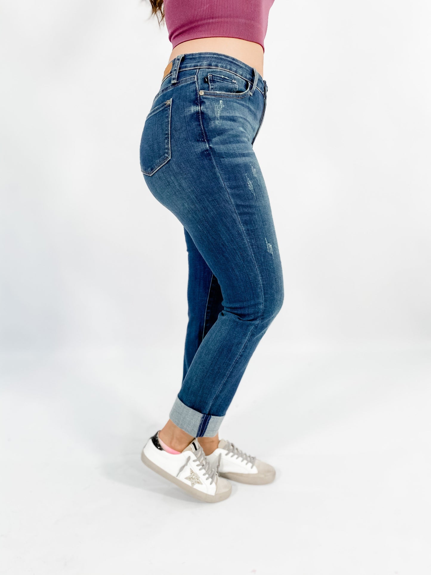 Judy Blue midrise double cuff long boyfriend