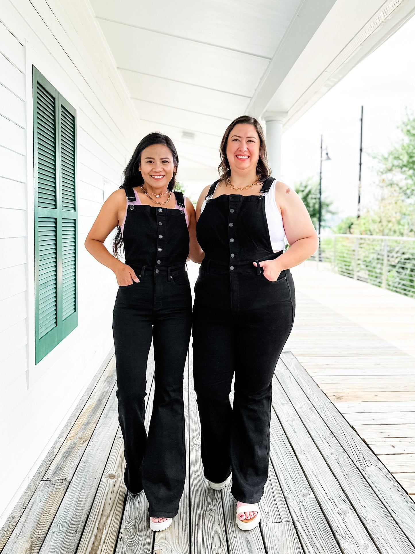 Judy Blue Black High Rise Tummy Control Top Flare Overalls