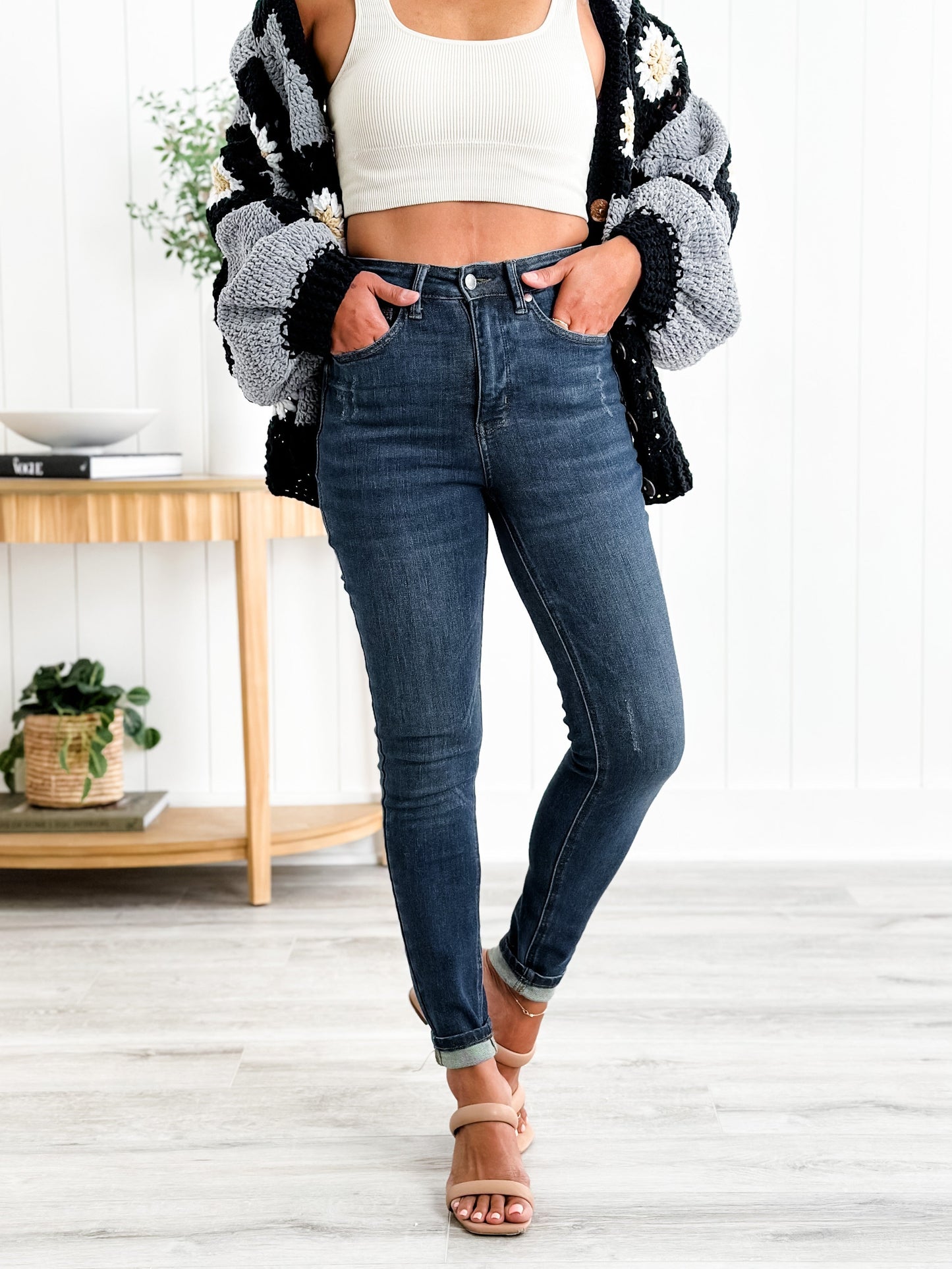 Judy Blue Skinny Minnie Dark Wash High Rise Tummy Control Top Skinny Jeans