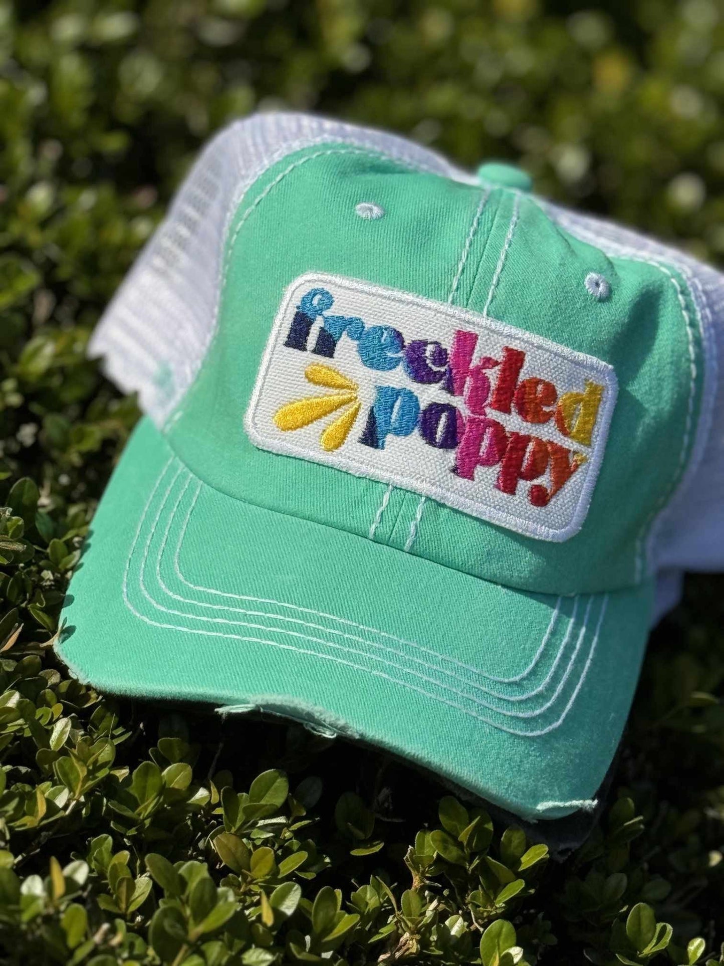 Freckled Poppy Embroidered Hats