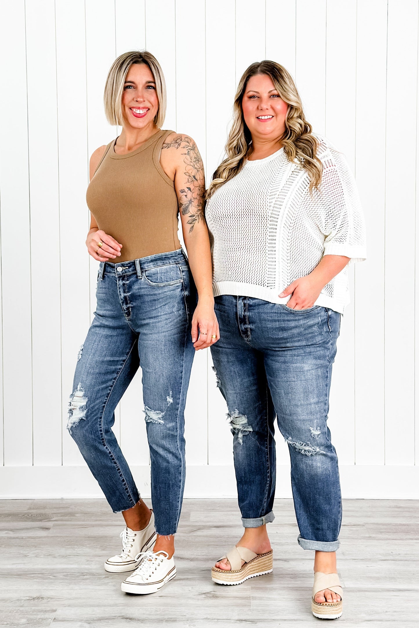 Judy Blue Here Comes The Sun Medium Wash High Rise Distressed Relaxed Fit Jeans