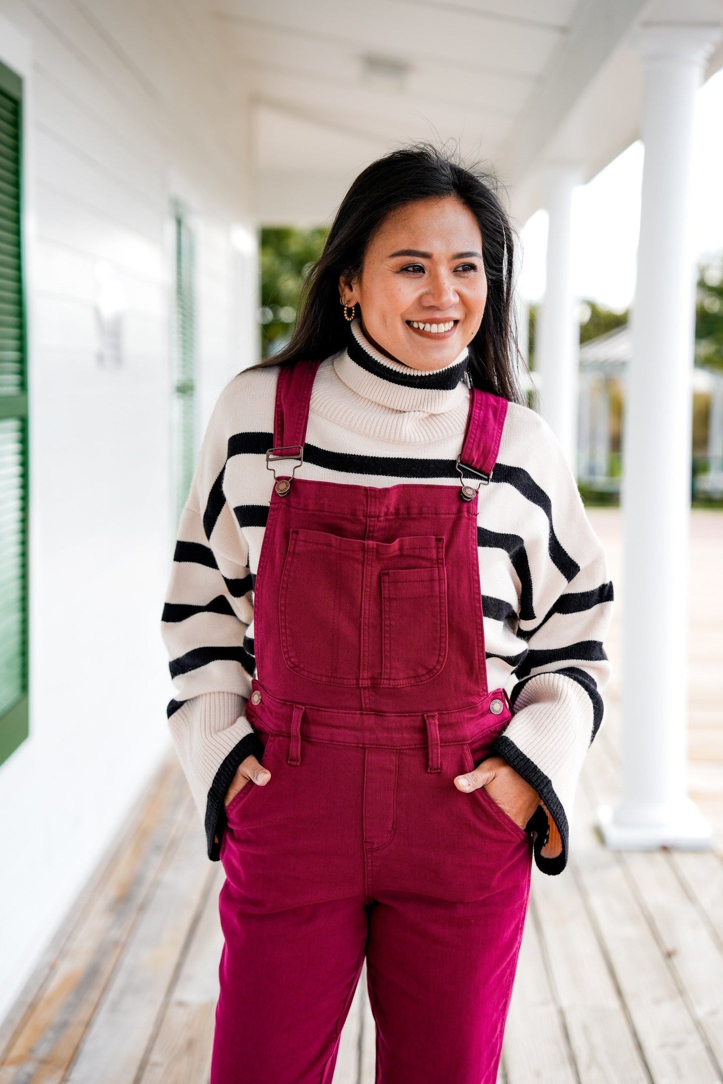 Judy Blue High Rise Maroon Garment Dyed Double Cuffed Boyfriend Overalls