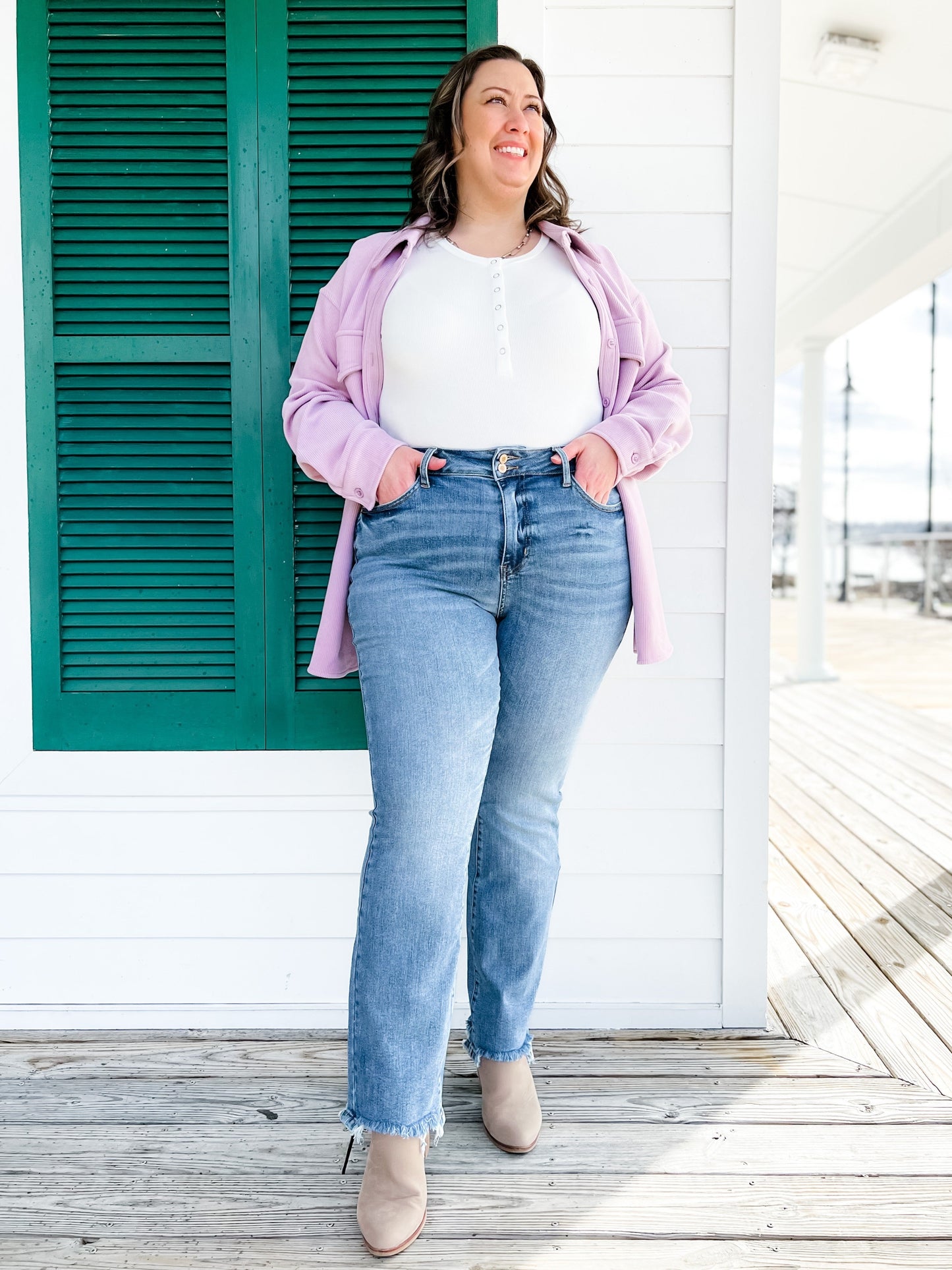 Judy Blue Easy Like Sunday Morning High Rise Medium Wash Double Button Bootcut Jeans