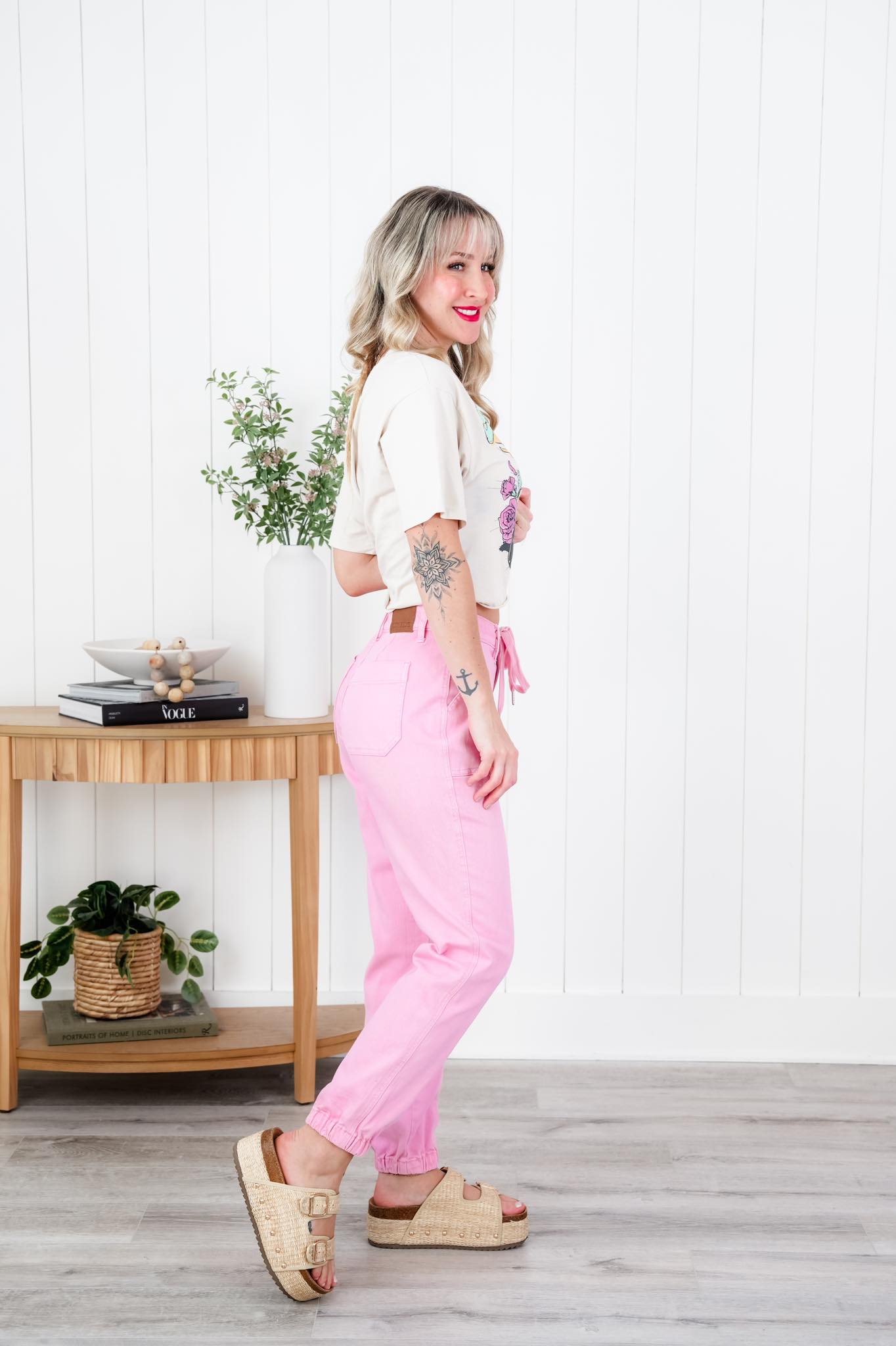 Judy Blue Airplane Mode High Rise Light Pink Jogger