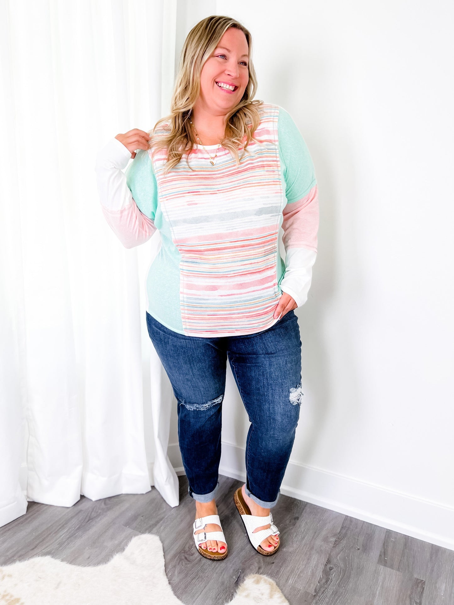 Judy Blue Casual Friday High Rise Cuffed Boyfriend Distressed Jeans