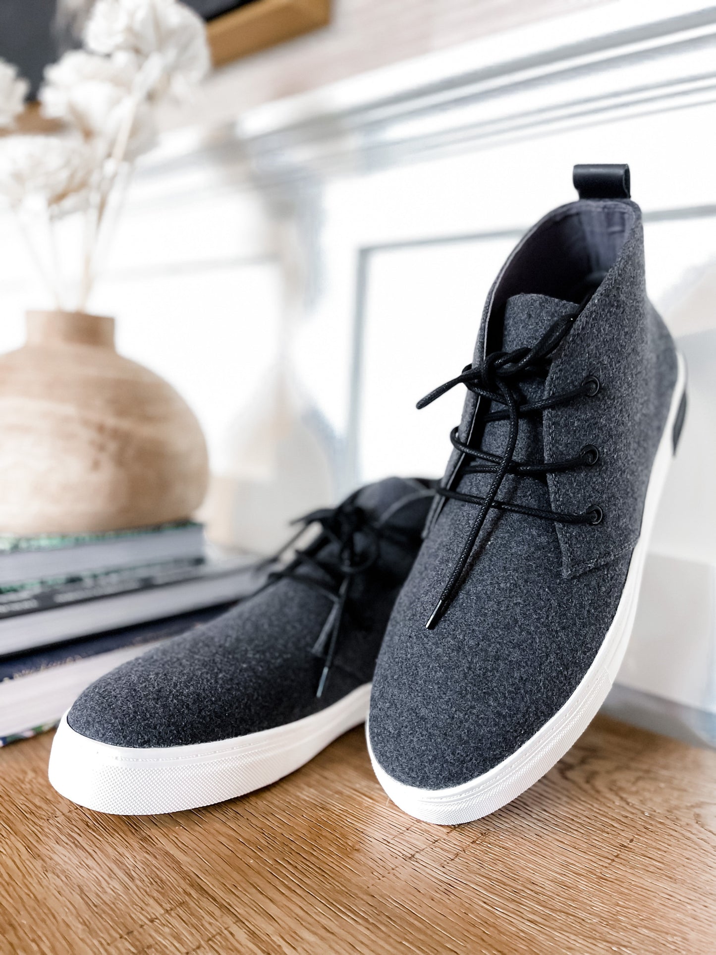 Men's Charcoal Flannel High Top Sneakers