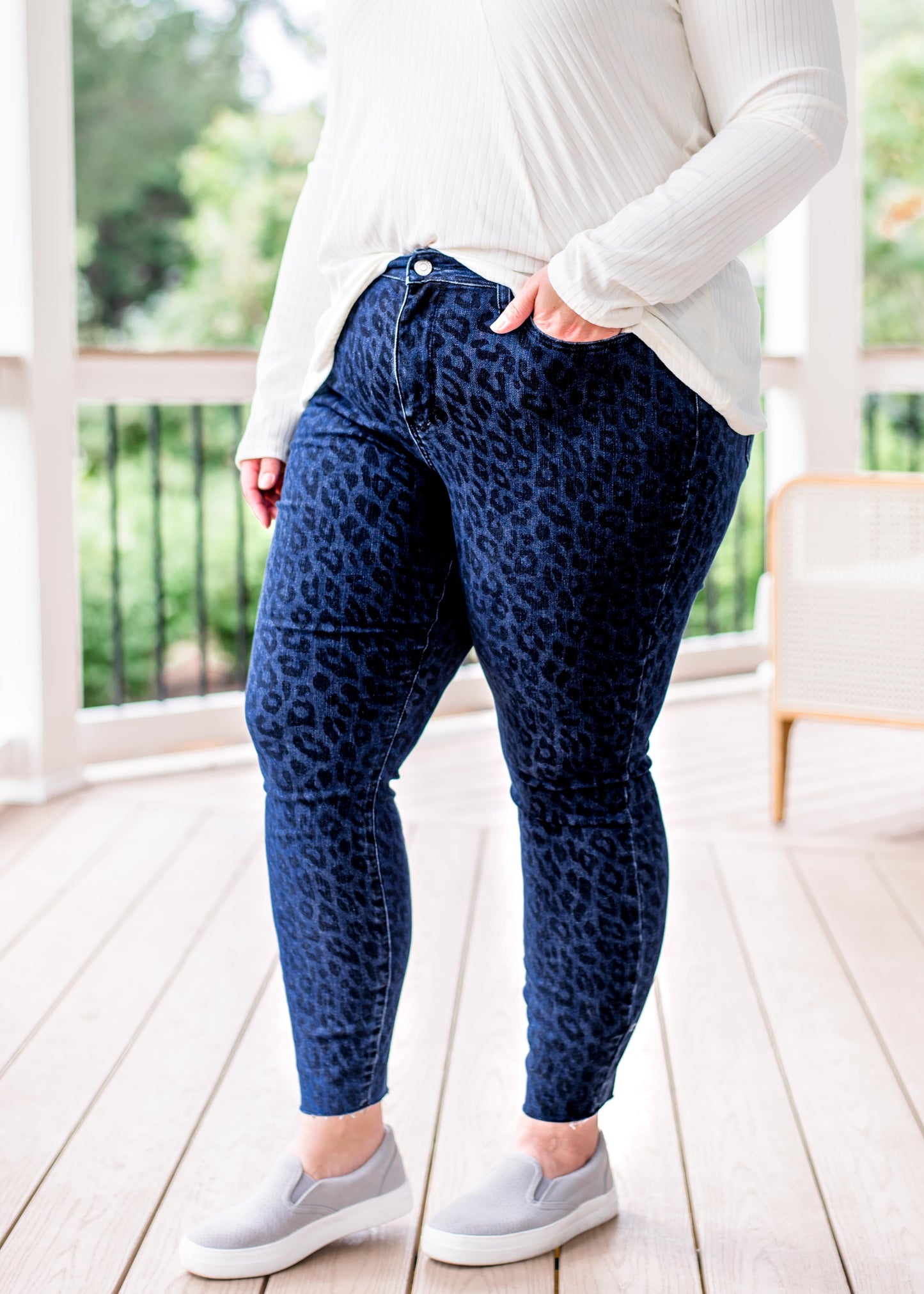 Judy Blue Denim Leopard Print Skinny Jeans