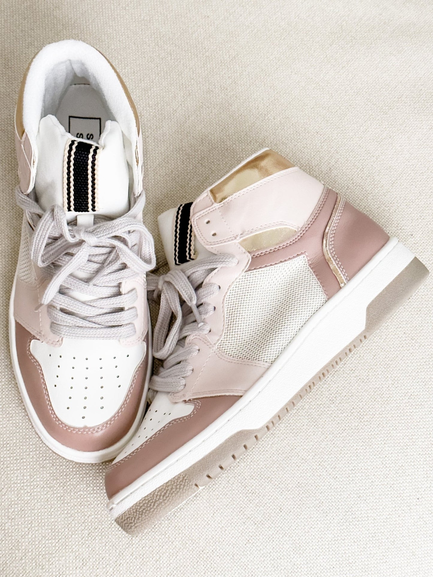 Shu Shop High Top Sneaker with Gold Trim Detail - Freckled Poppy