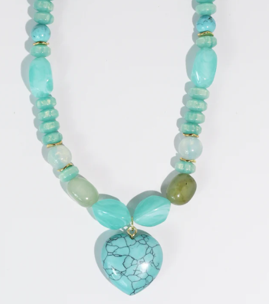 Treasure Jewels Mint Gem Heart Necklace