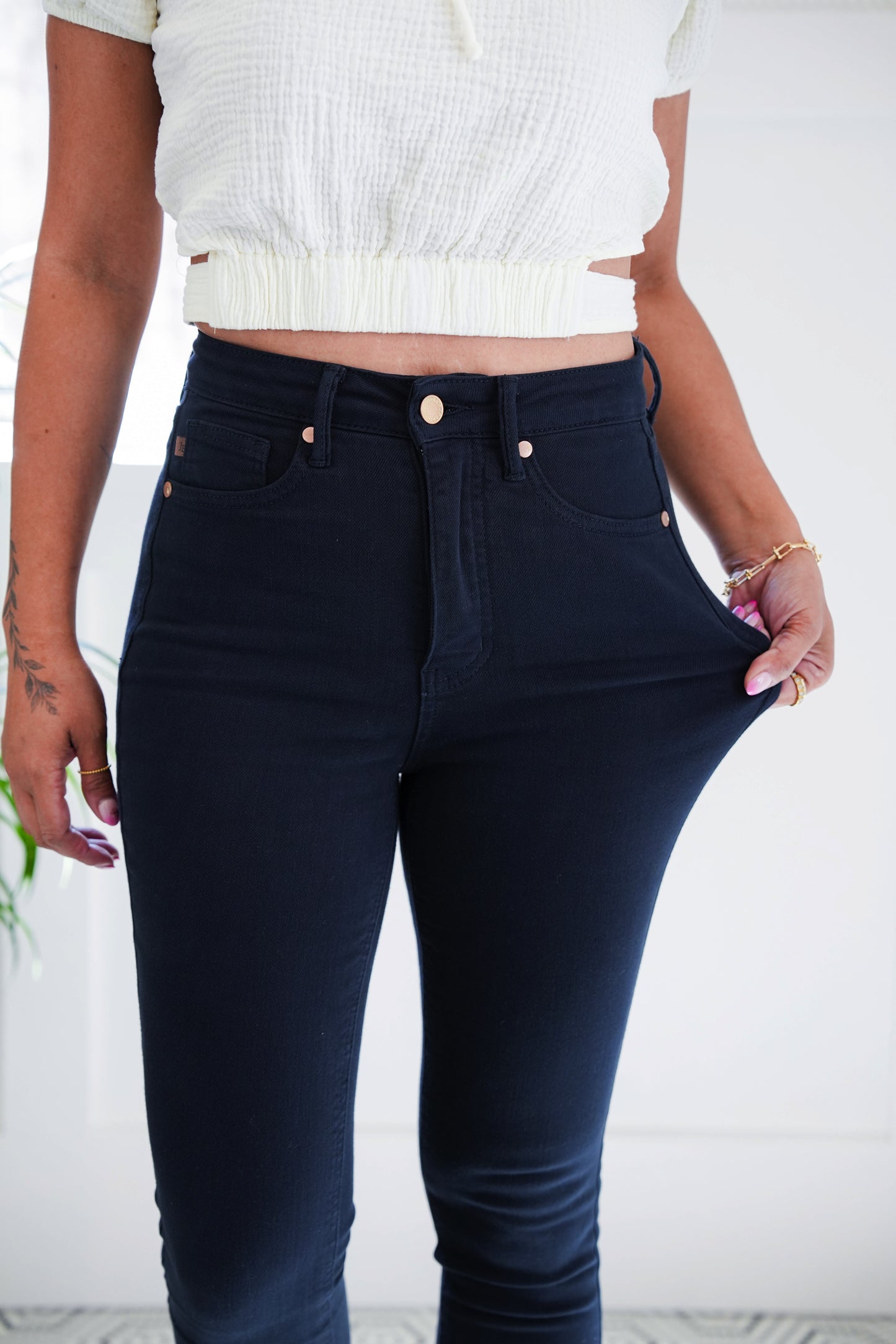 Judy Blue Midnight Rain High Rise Navy Tummy Control Skinny Jeans