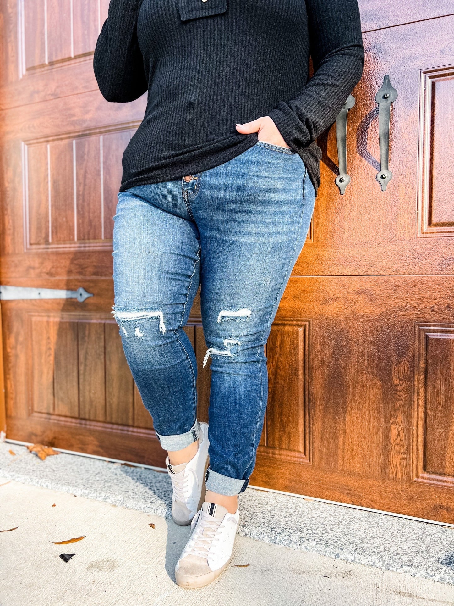 Judy Blue Mid Rise skinny Thermal Patch (Multiple Lengths)