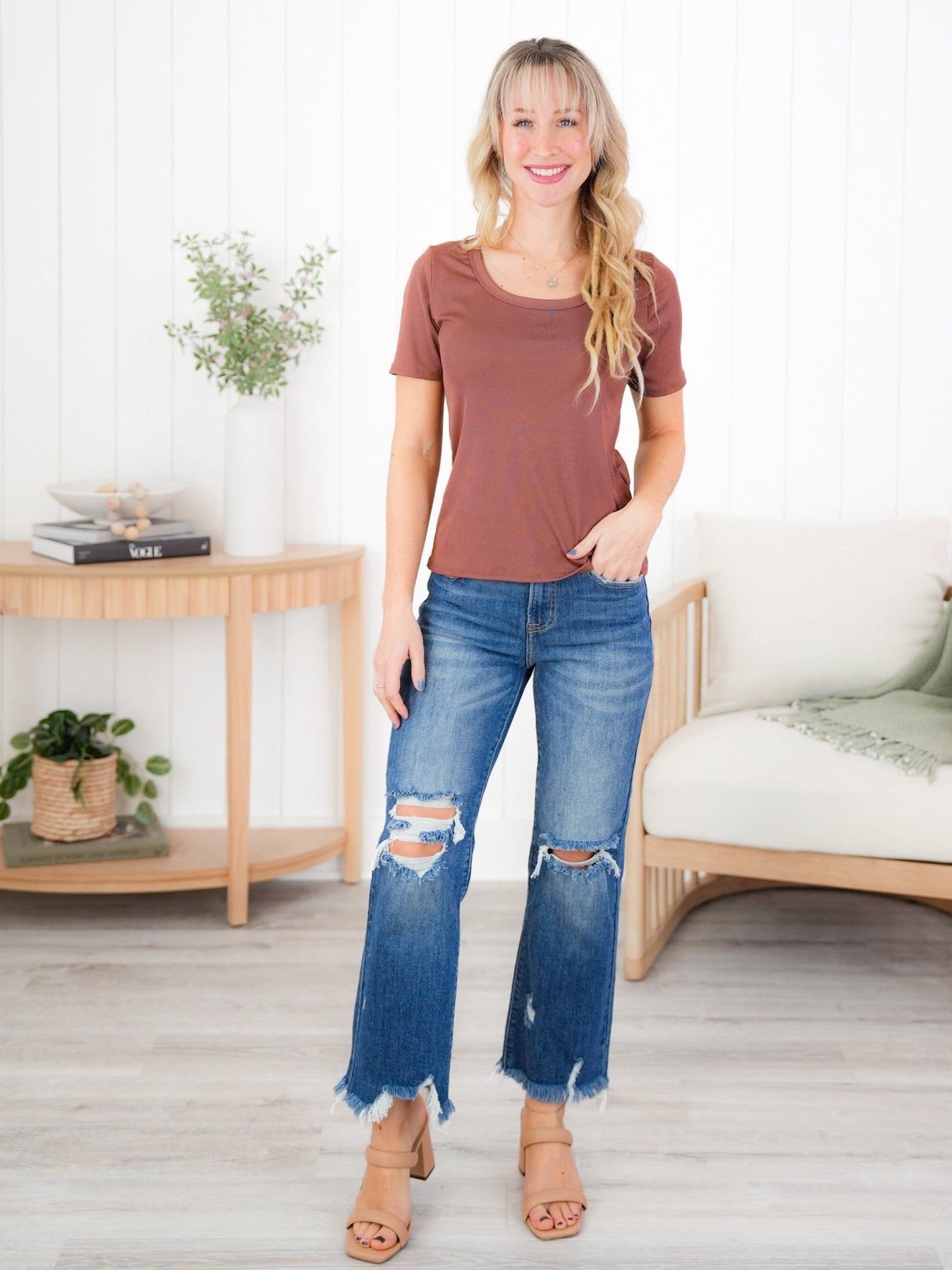 Restock! Plus/Reg Freckled Poppy Exclusive: Ribbed Essentials Tee (Multiple Colors)