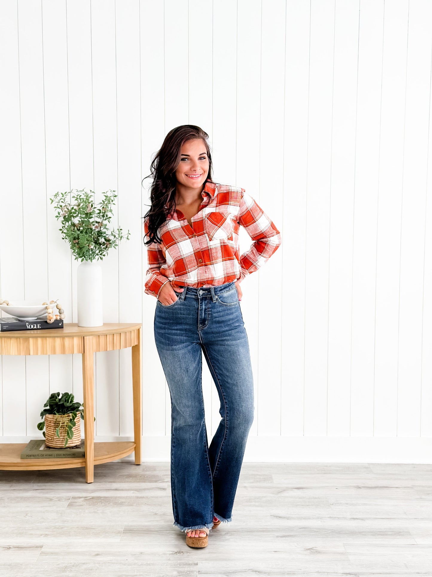 Risen Hot n Cold Vintage Dark Wash Frayed Hem Flare Jeans