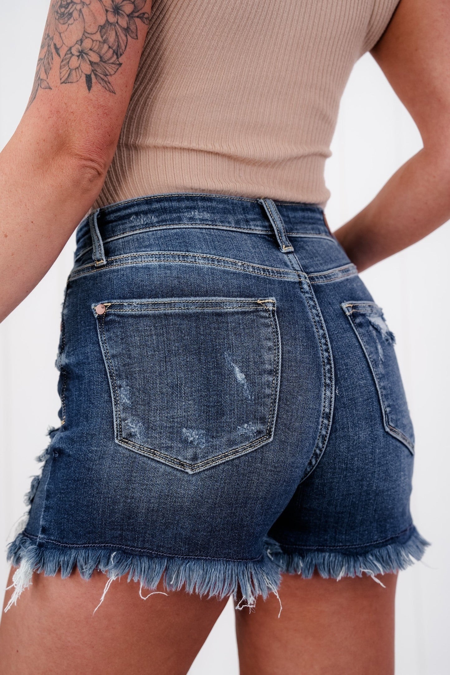 Judy Blue Hot Girl Summer Dark Wash Destroyed Fray Hem Shorts