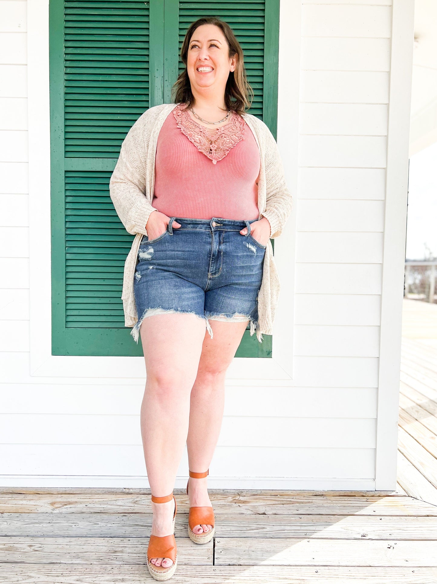 Judy Blue Hot Girl Summer Dark Wash Destroyed Fray Hem Shorts