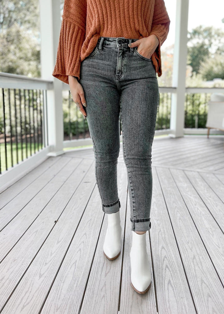 KanCan Trend Setter Grey Non-Distressed Super Skinny Jeans - Freckled Poppy