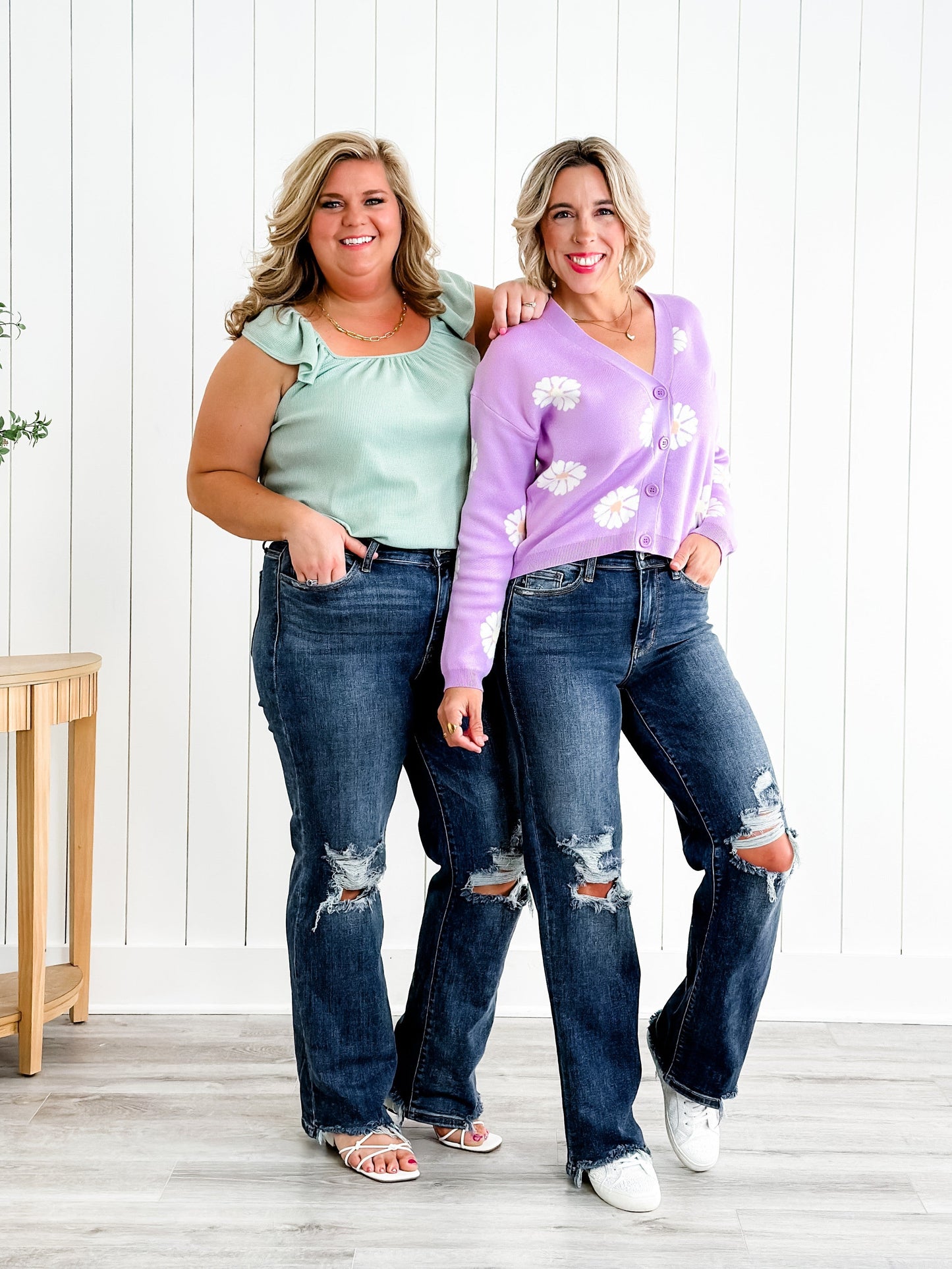 Judy Blue Jagged Little Pill High Rise Dark Wash 90's Destroyed Knee Straight Leg Jeans