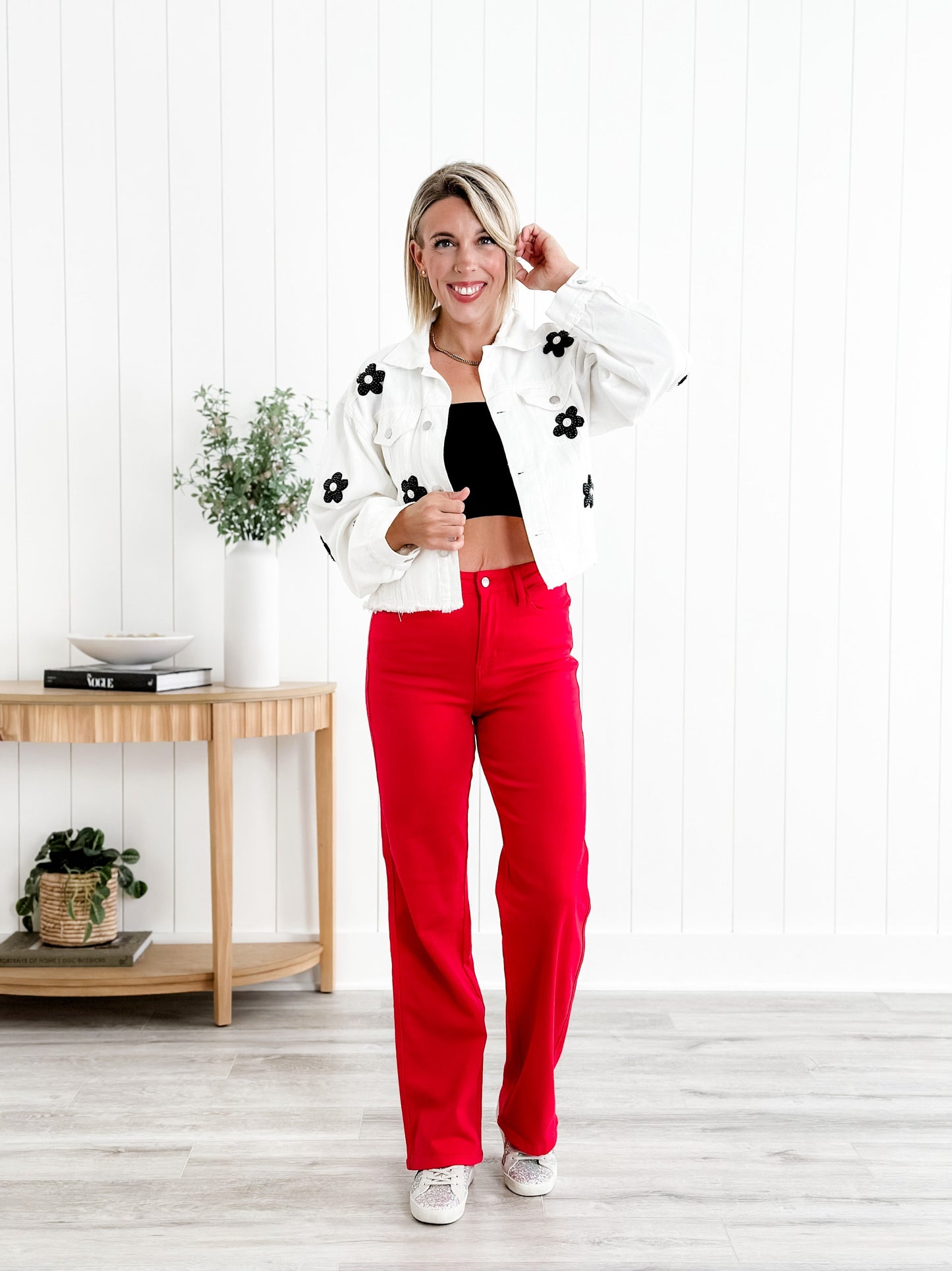 Judy Blue Red Hot High Rise Red 90's Straight Leg Jeans