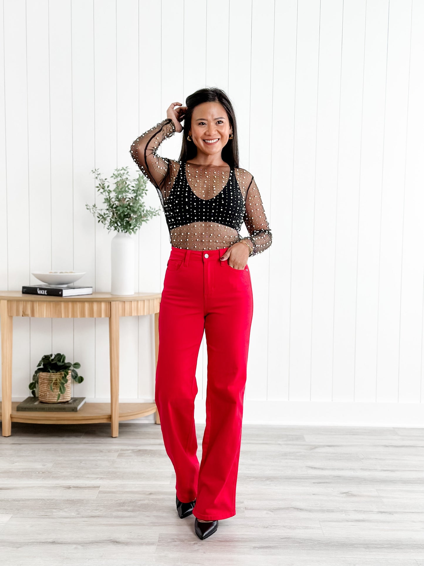 Judy Blue Red Hot High Rise Red 90's Straight Leg Jeans