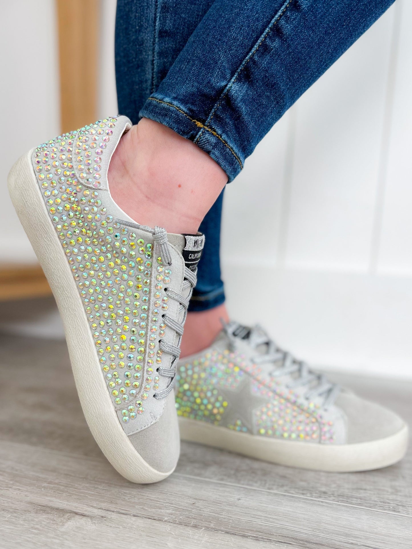 Iridescent Rhinestone Glam Sneaker