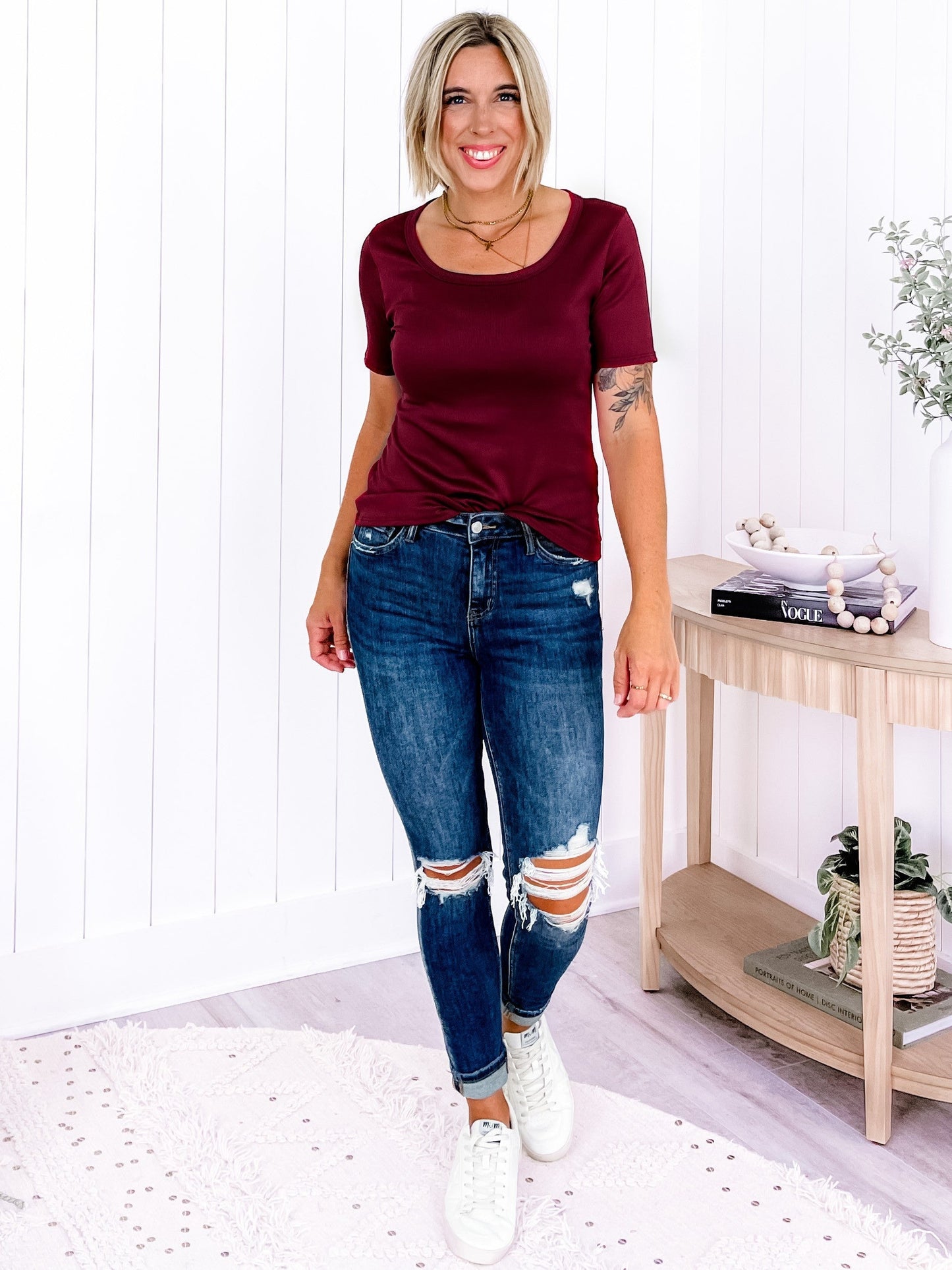 Restock! Plus/Reg Freckled Poppy Exclusive: Ribbed Essentials Tee (Multiple Colors)