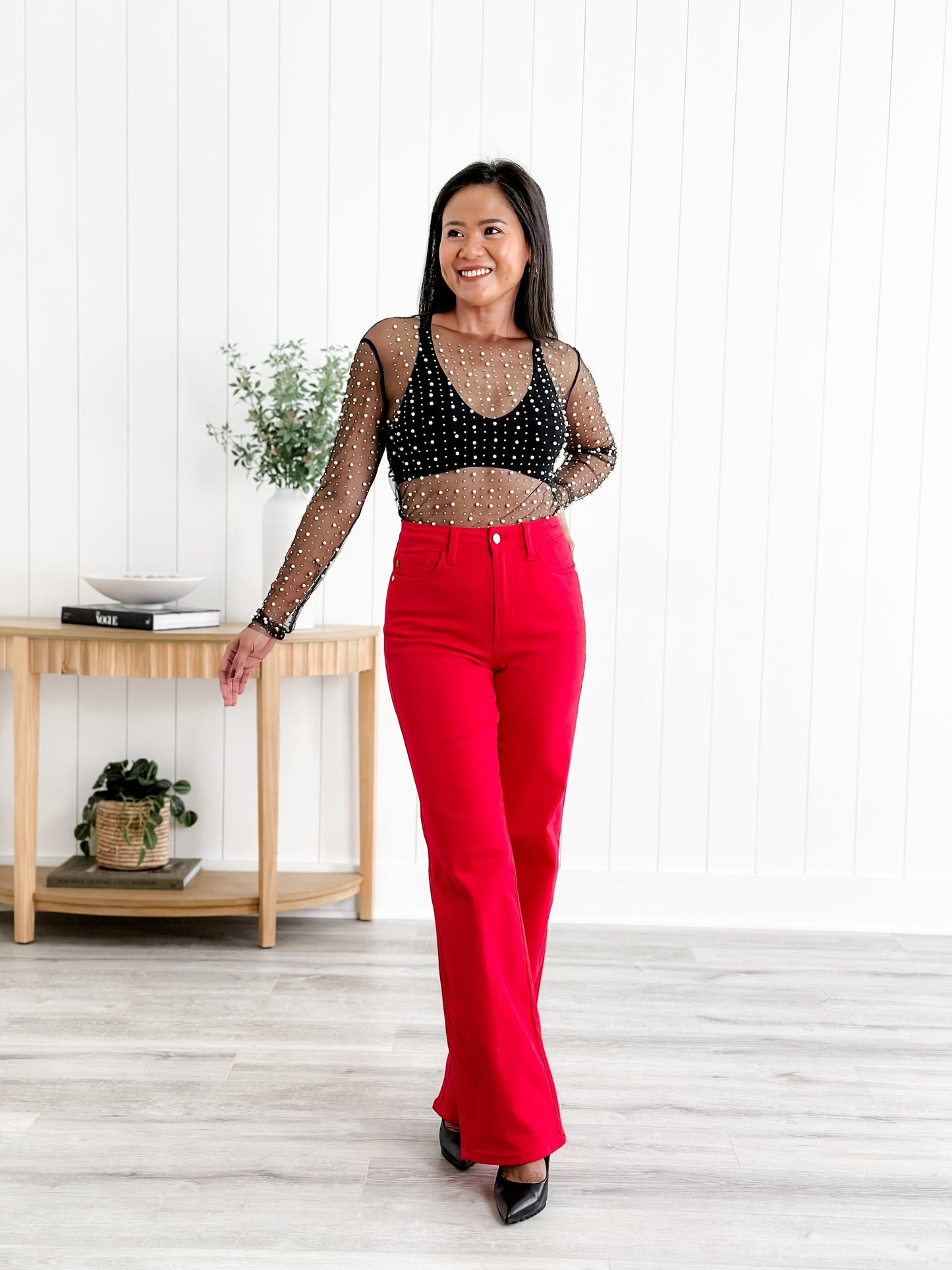 Judy Blue Red Hot High Rise Red 90's Straight Leg Jeans