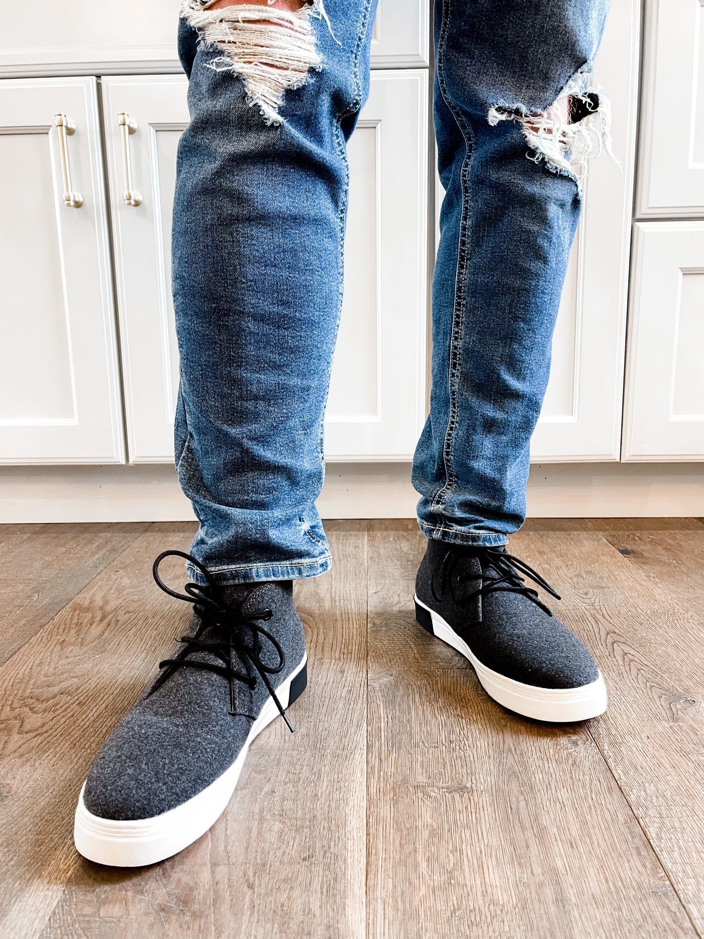 Men's Charcoal Flannel High Top Sneakers