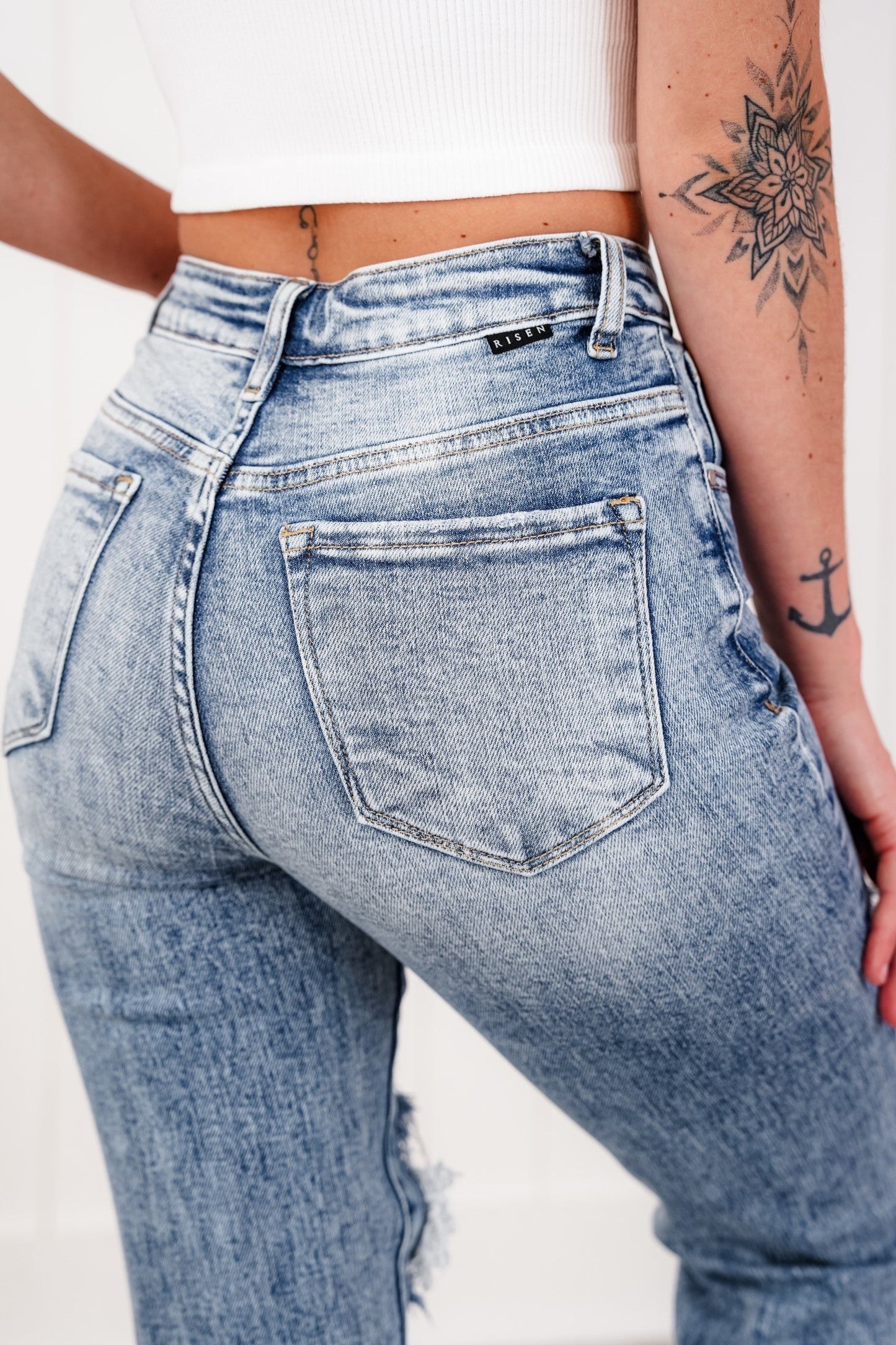 Risen Meant to Be Multiple Inseam High Rise Acid Wash Distressed Flare Jeans