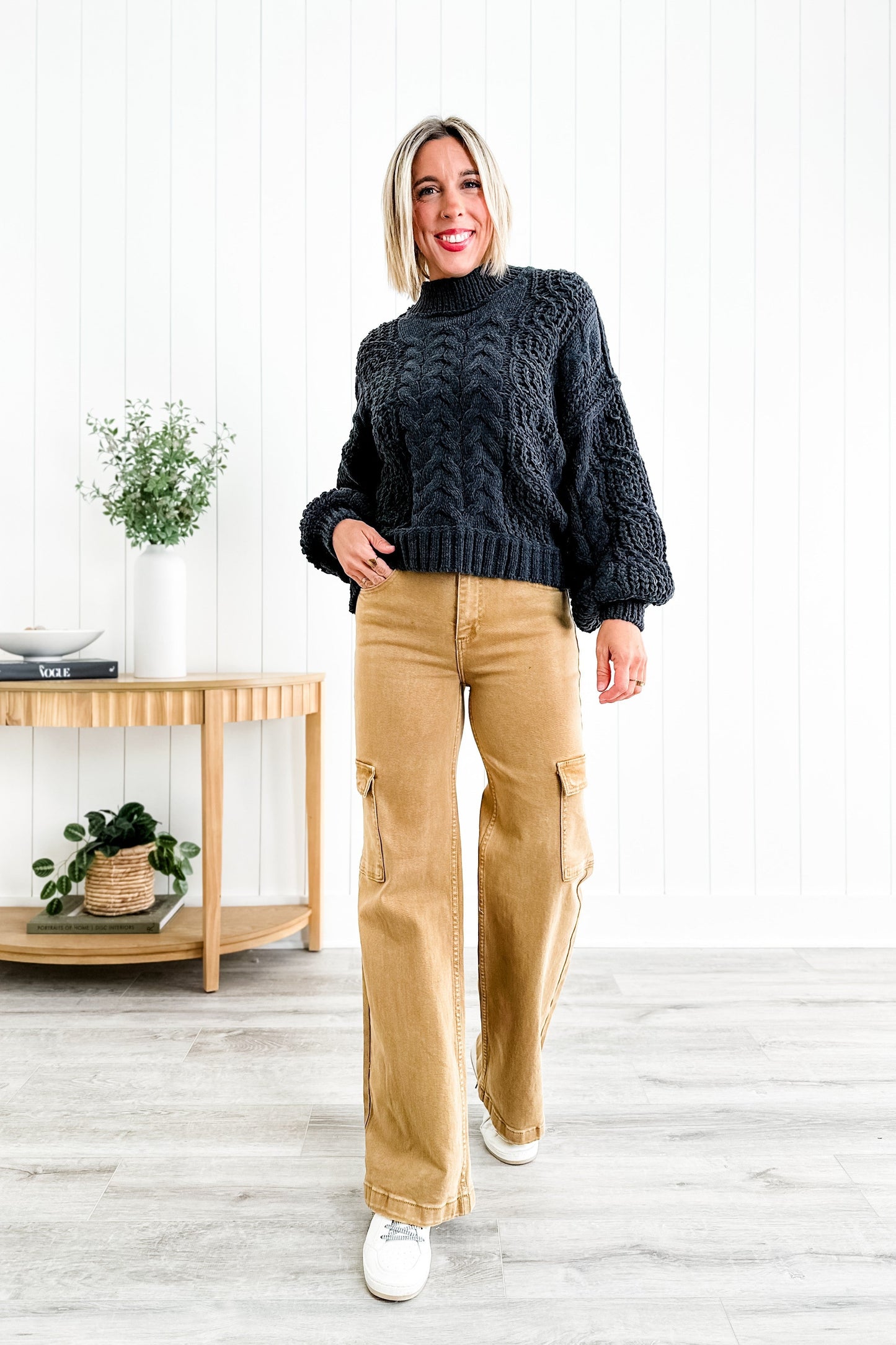 Rise Love you a Latte Mocha High Rise Wide Leg Cargo Jeans