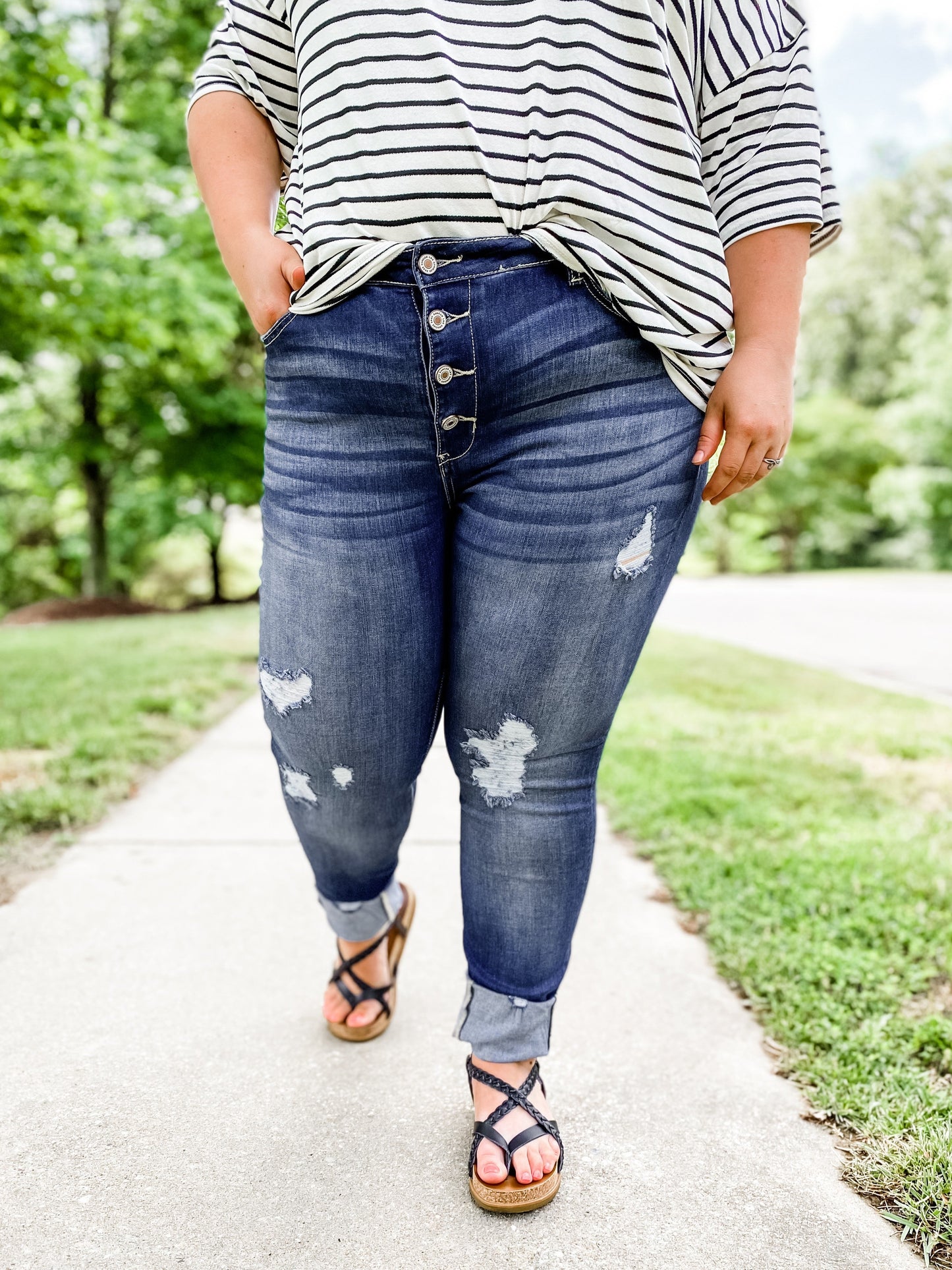KanCan Feeling Fine High Rise Button Fly Distressed Skinny Jeans