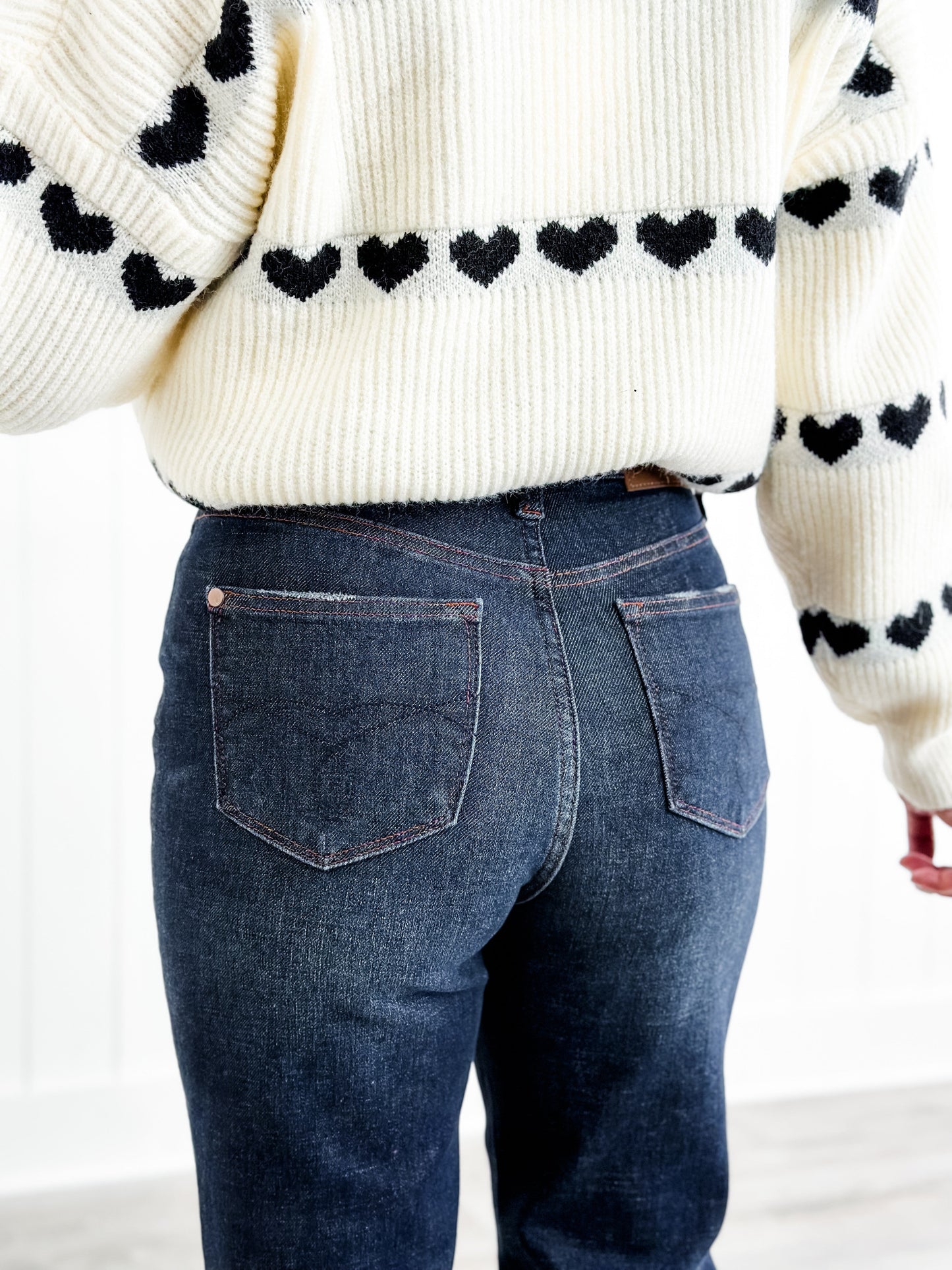 Judy Blue Work Can Wait High Rise Dark Wash Button Fly Straight Leg Jeans