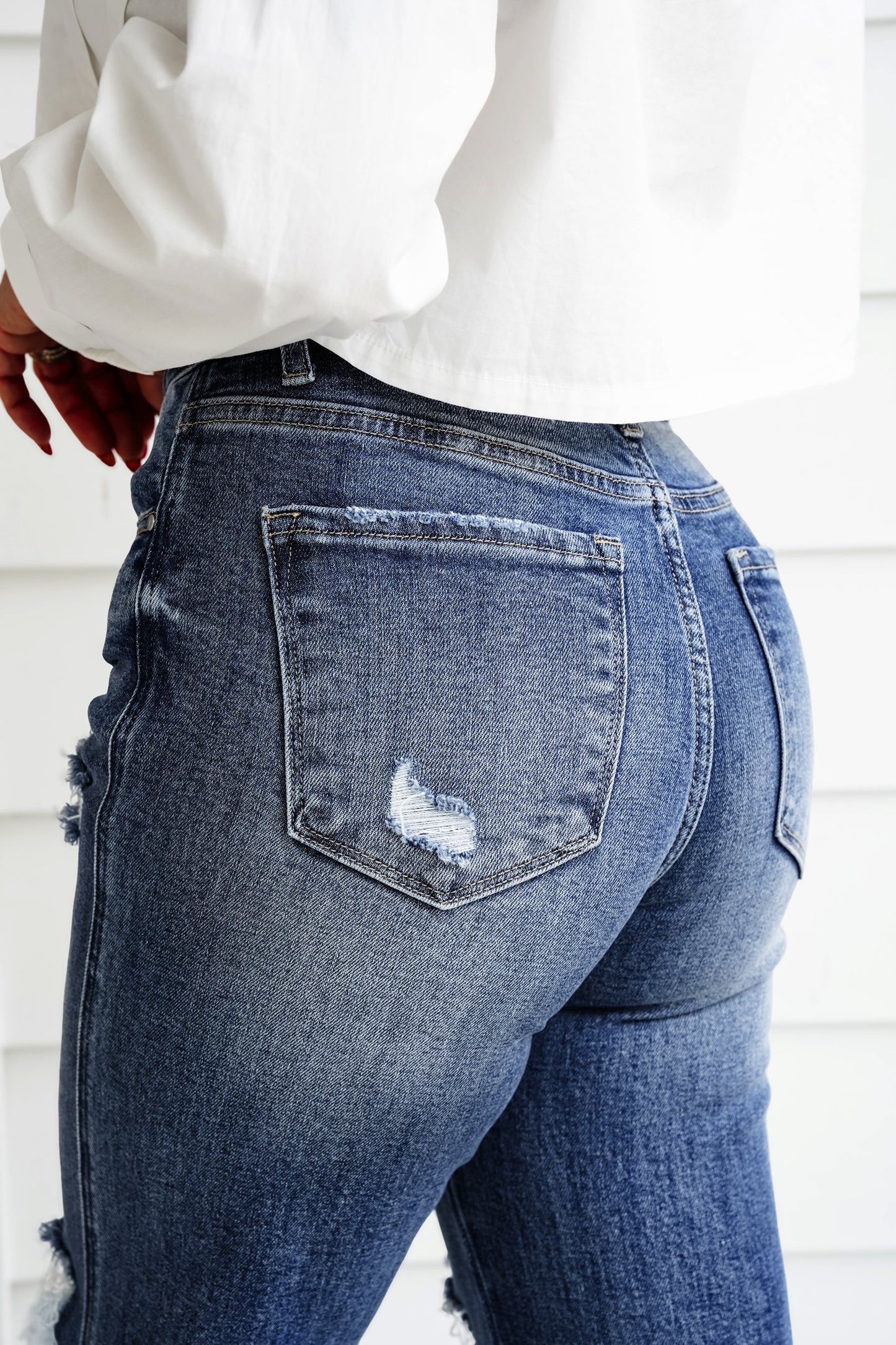 Risen Small Town Distressed Wide Leg Jeans