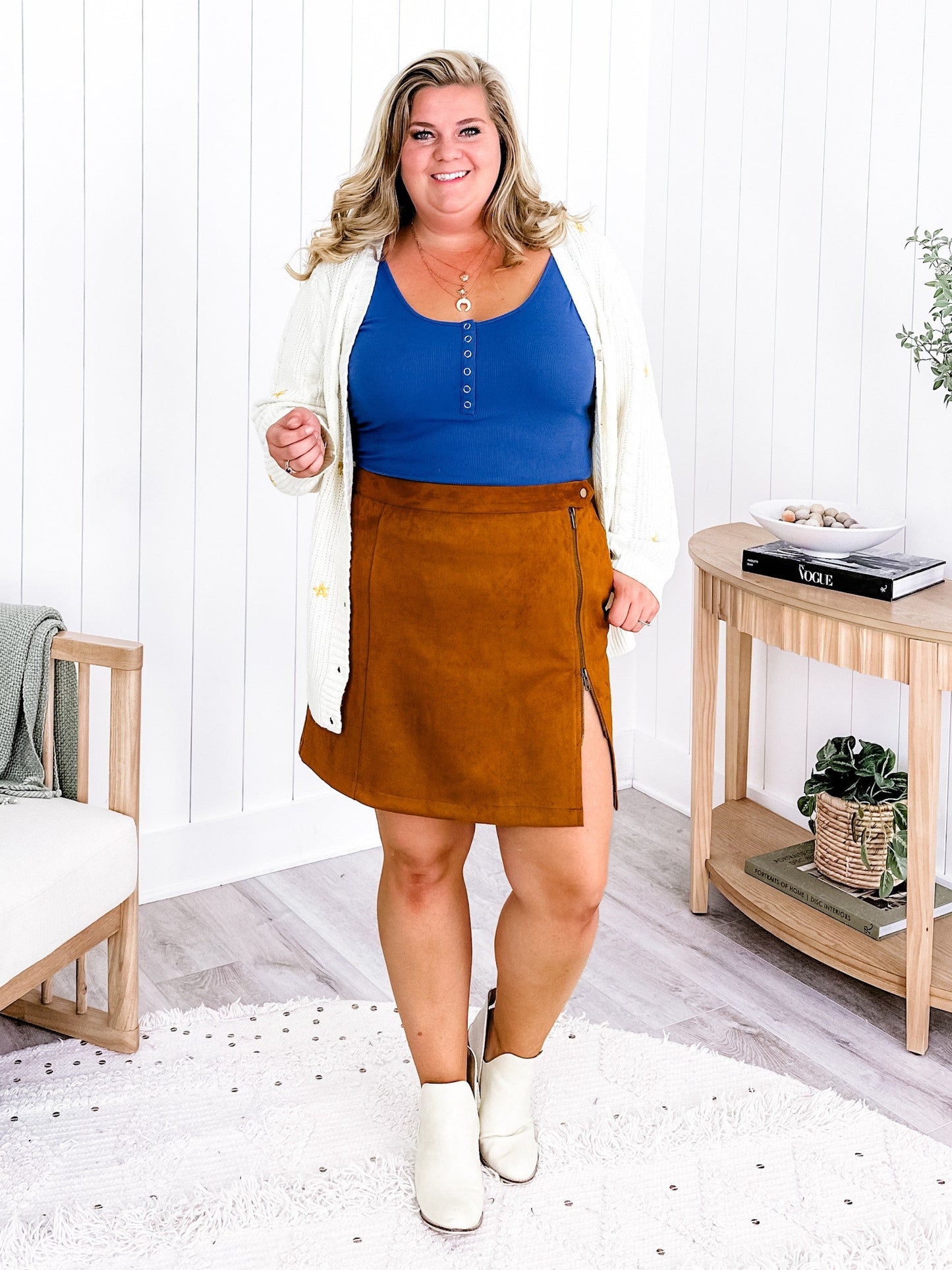 Plus/Reg High Waist Vegan Suede Mini Skirt (Multiple Colors)