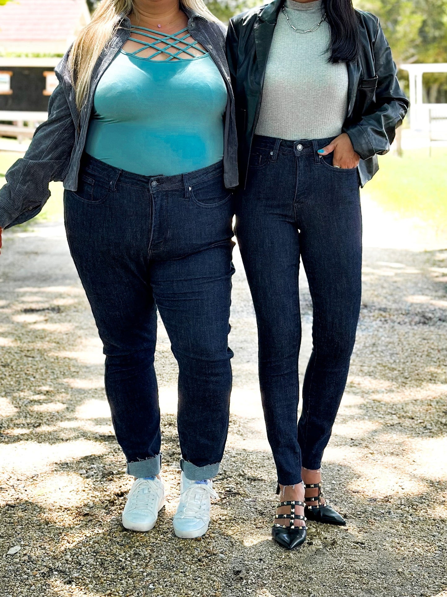 Judy Blue Starry Night High Rise Dark Wash Tummy Control Top Raw Hem Jeans