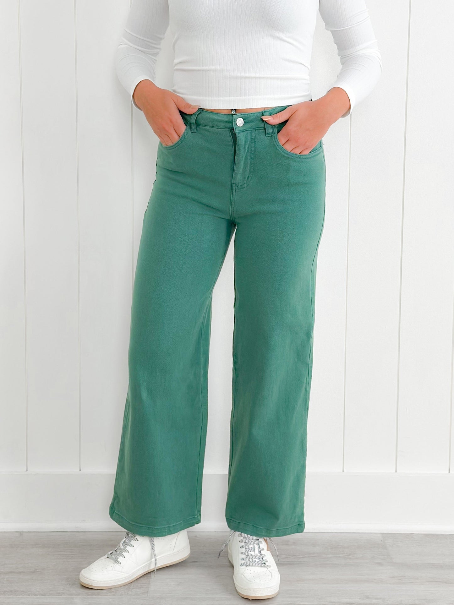 Plus/Reg Mineral Wash High Waist Wide Leg (Multiple Colors)