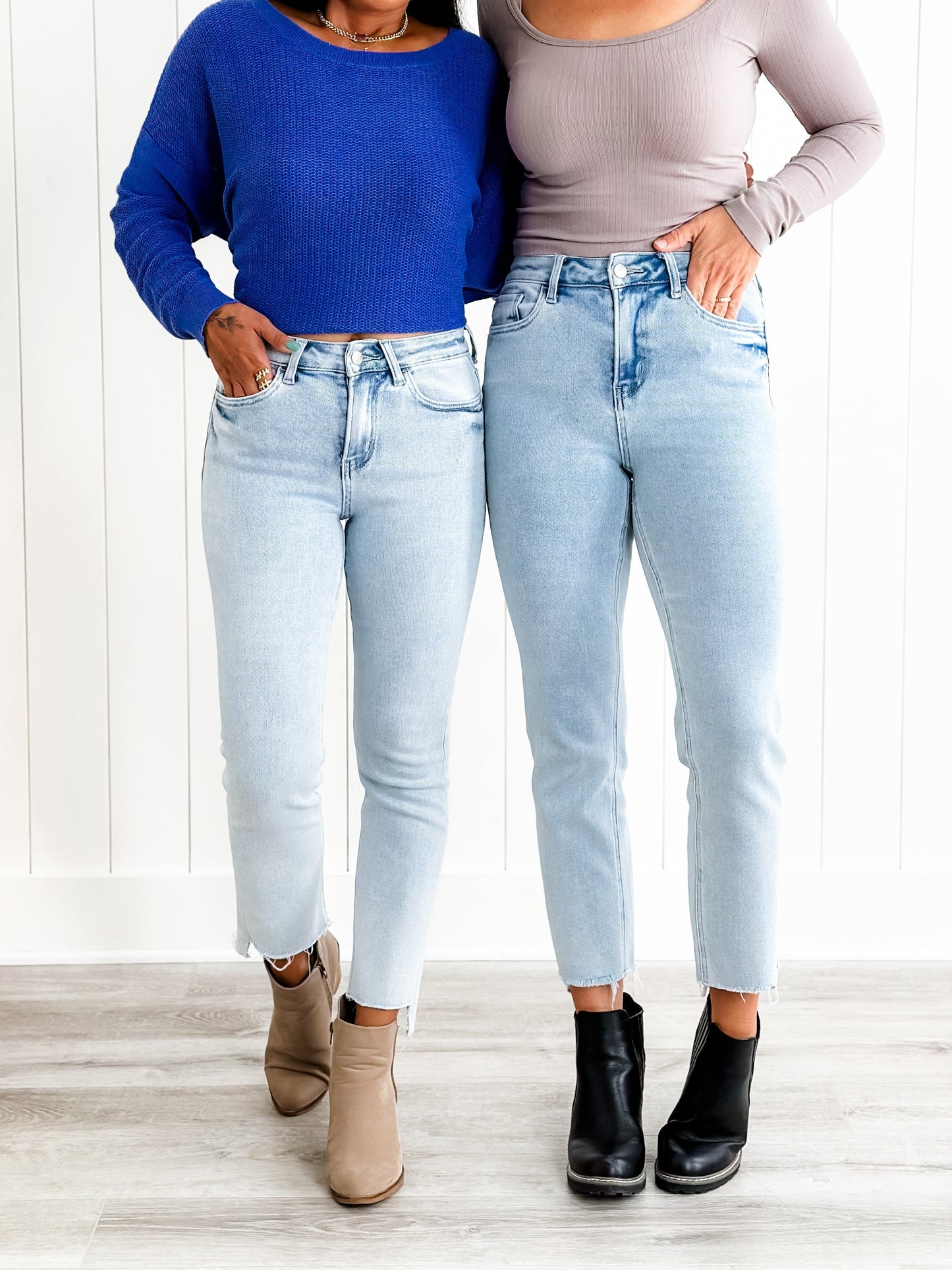 Lovervet High Rise Light Wash Slim Straight Leg Jeans